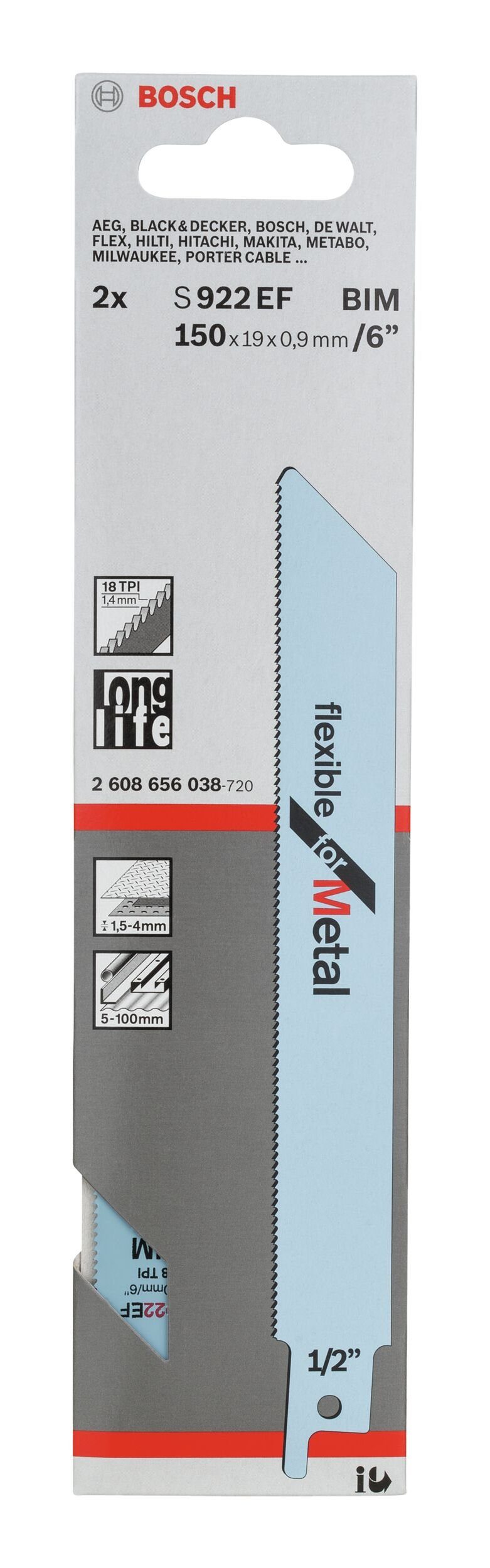 Thumbnail - BOSCH Säbelsägeblatt (2 Stück), S 922 EF Flexible for Metal - 2er-Pack
