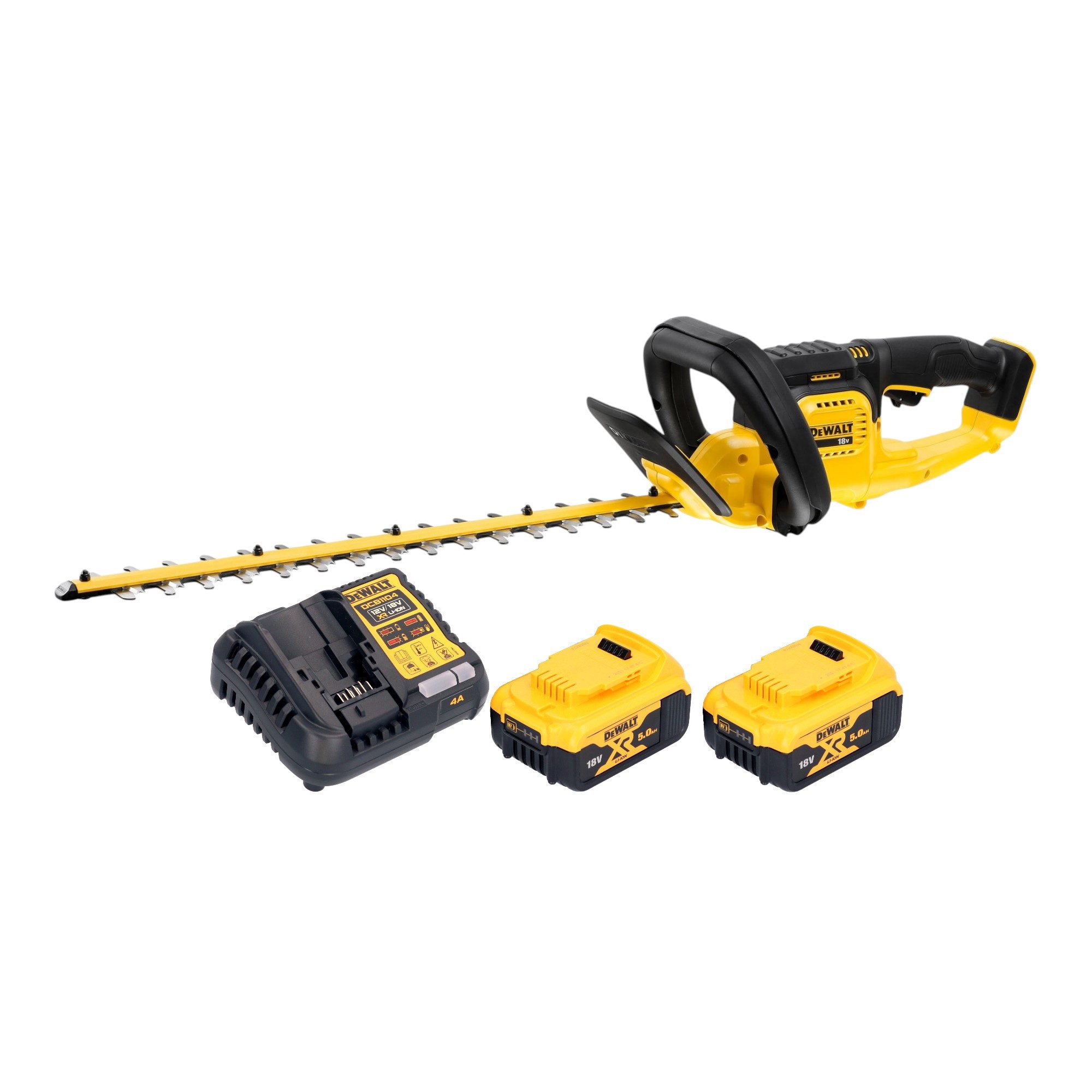 DeWalt Akku-Heckenschere DCMHT 563 P2 Heckenschere 18 V 55 cm + 2x Akku 5,0 Ah + Ladegerät