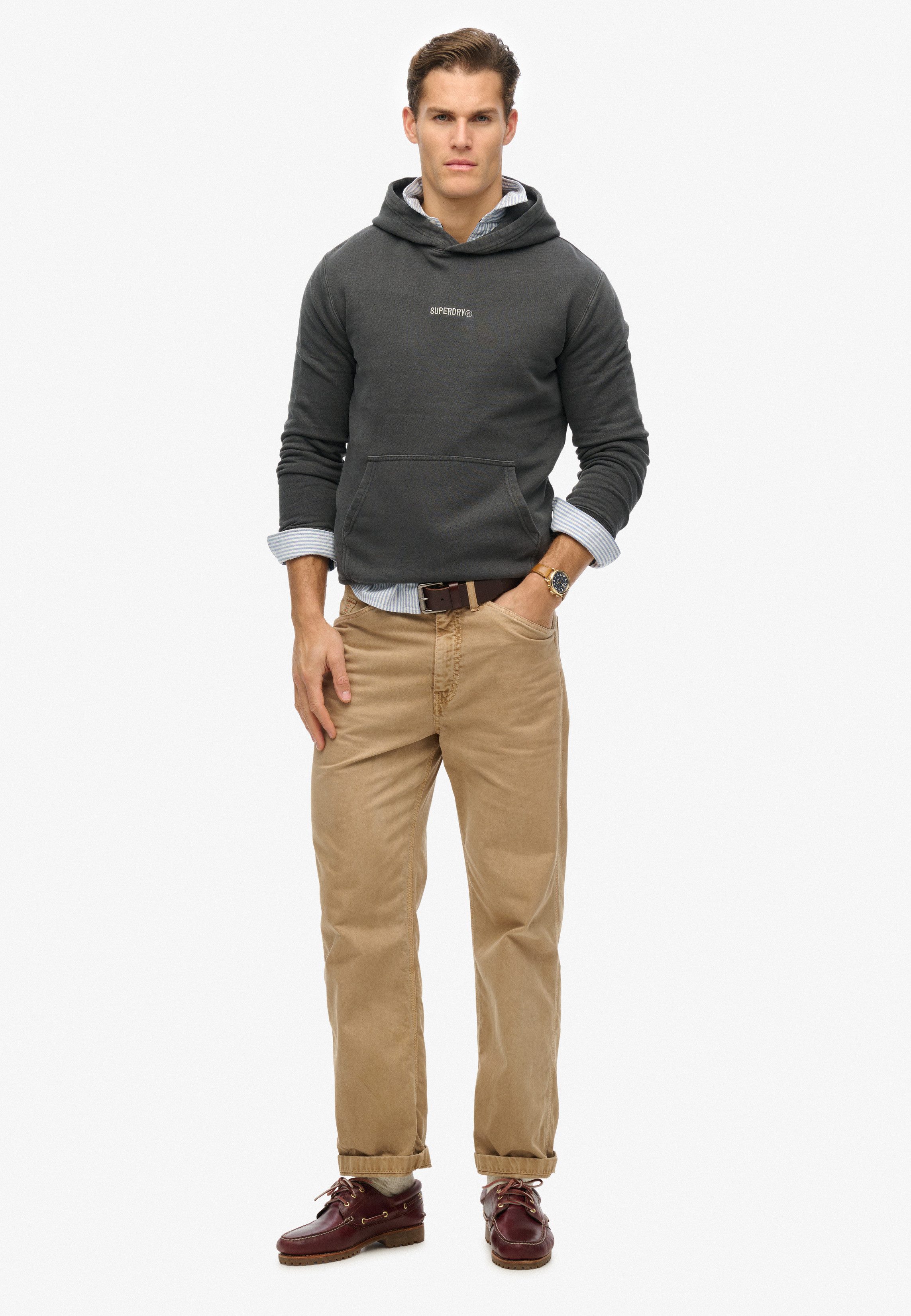 Superdry Kapuzensweatshirt MICRO LOGO HOOD aus Baumwolle und Polyester, Relaxed Fit, angeraute Sweatware