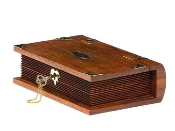 Aubaho Buchtresor Buchattrappe abschließbar Holz Box Schmuckschatulle Anker antik Stil b