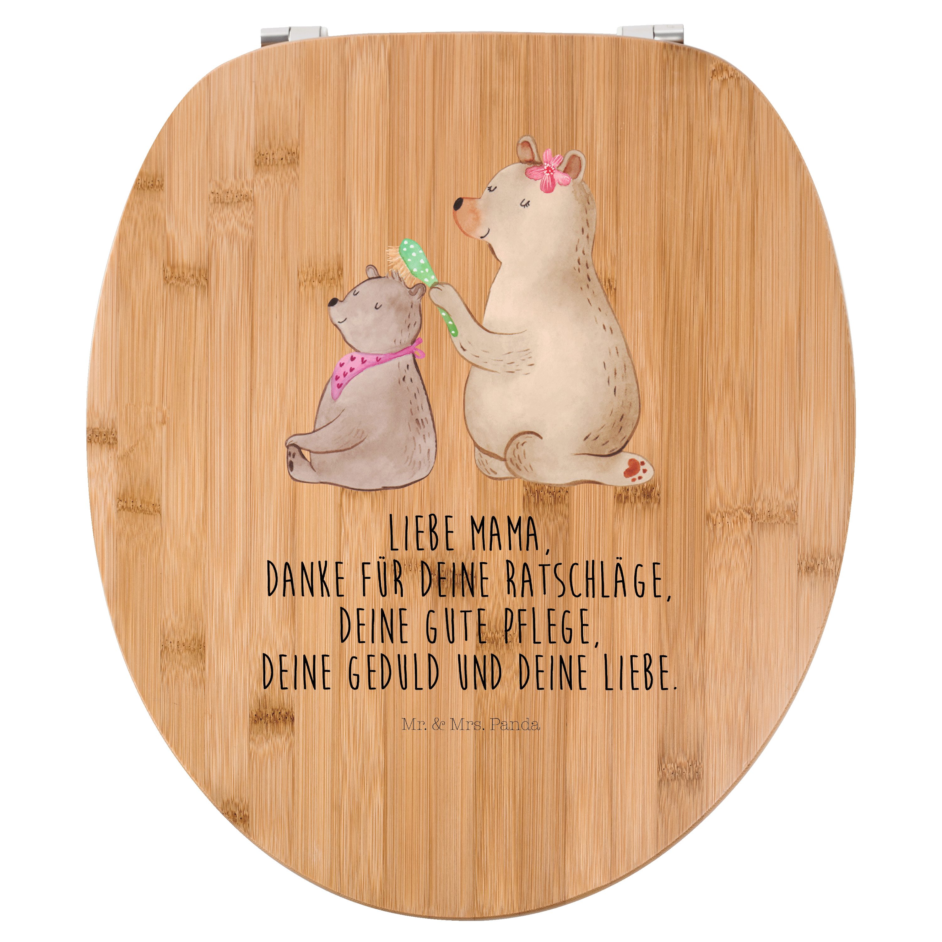 Mr. & Mrs. Panda Motiv WC-Sitz 'Honigbär' – Aus Bambus/MDF, 43x37 Cm, Mit Niedlichem Teddy-Design
