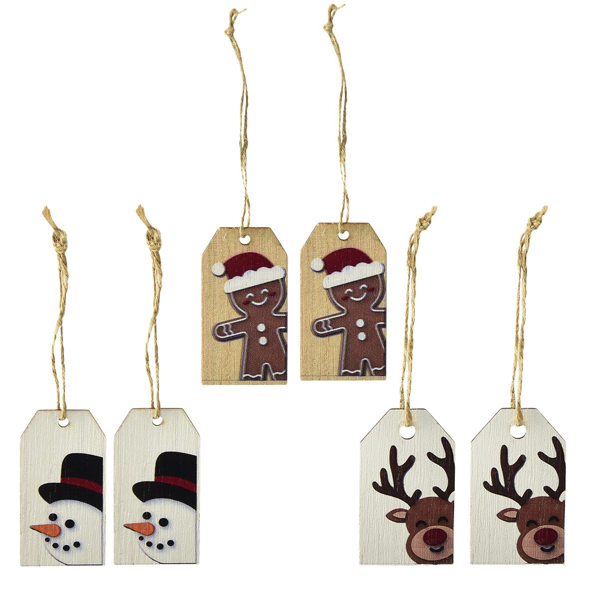 Florists Products Grußkarten Holz Weihnachtsdeko Anhänger für Baum und Geschenke, 6 Stück