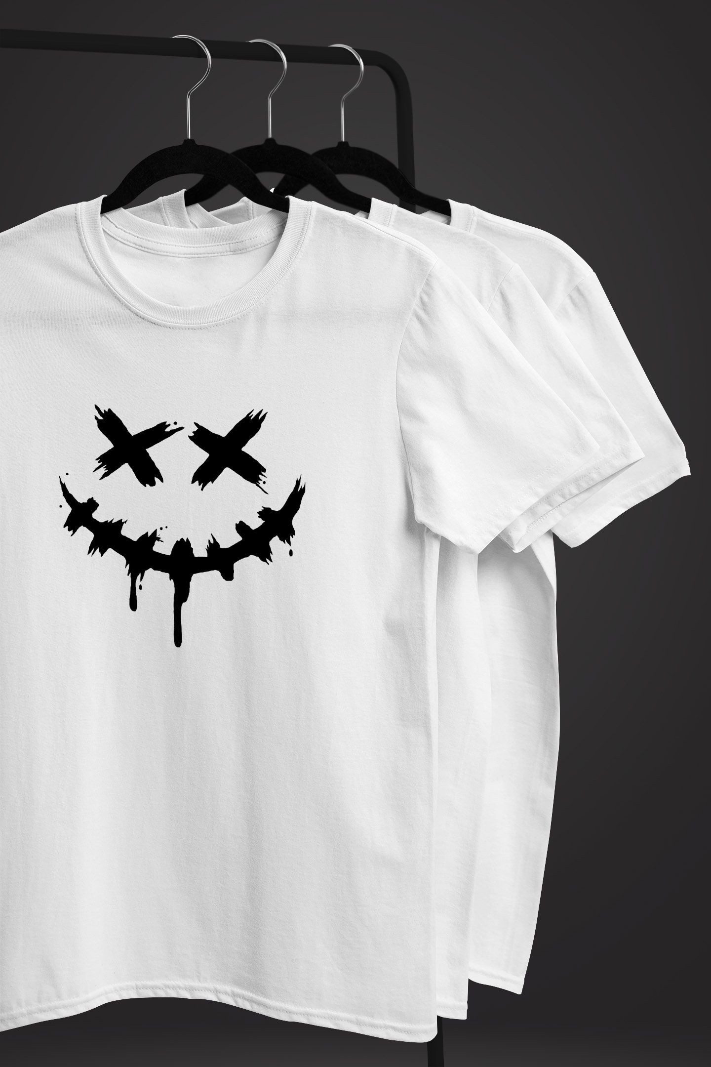 Neverless Print-Shirt Herren T-Shirt Bedruckt Techwear Fashion Streetstyle Smiling Face mit Print