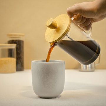 Cosumy French Press Kanne French Press aus Glas 0,6 Liter, 0,6l Kaffeekanne, Kaffeebereiter für 2 Tassen Kaffee - Mit Dosierlöffel und Reinigungspinsel