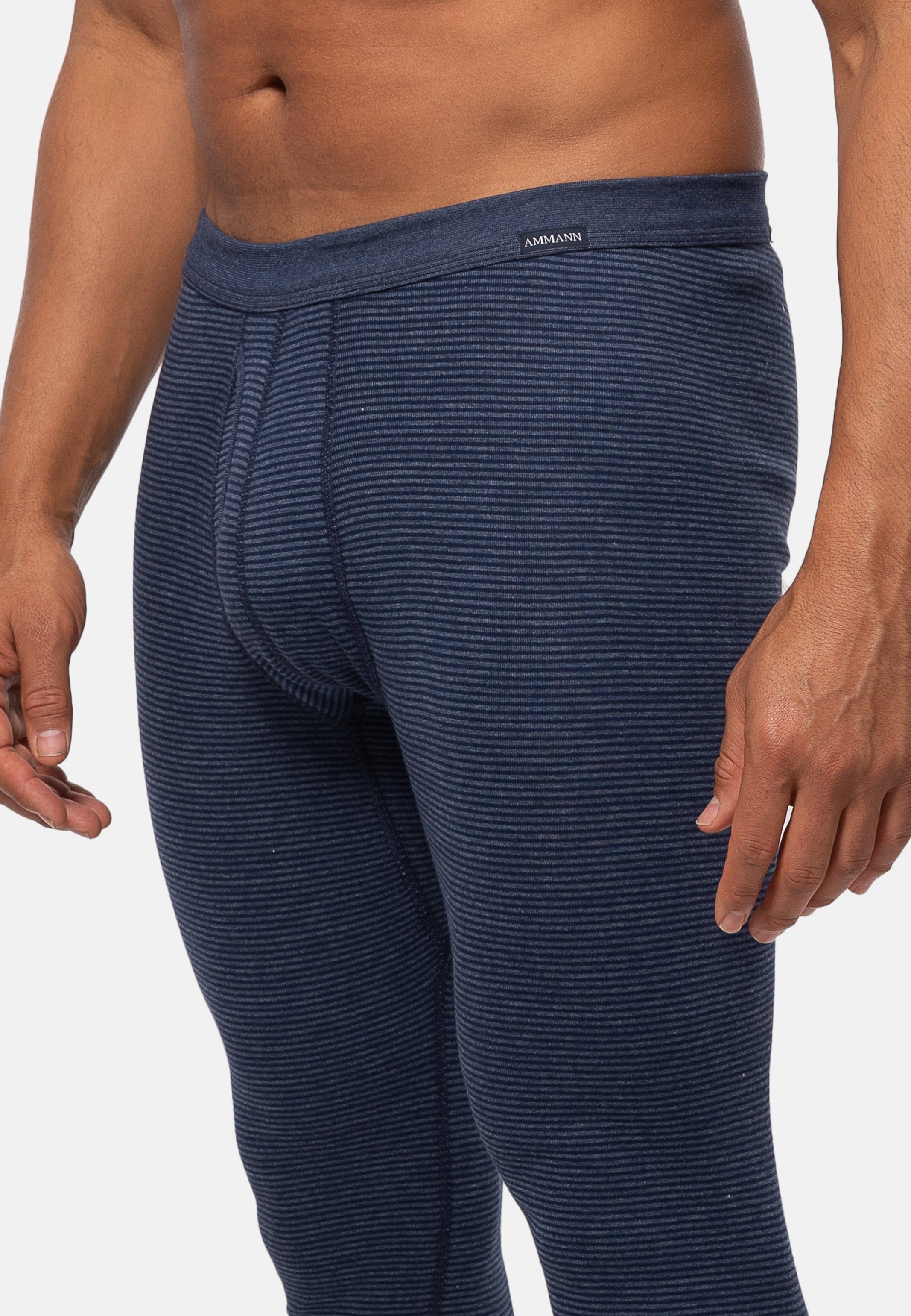 Ammann Lange Unterhose Jeans (1-St) Baumwolle - Unterhose Lange Dunkelblau - - Mit Eingriff