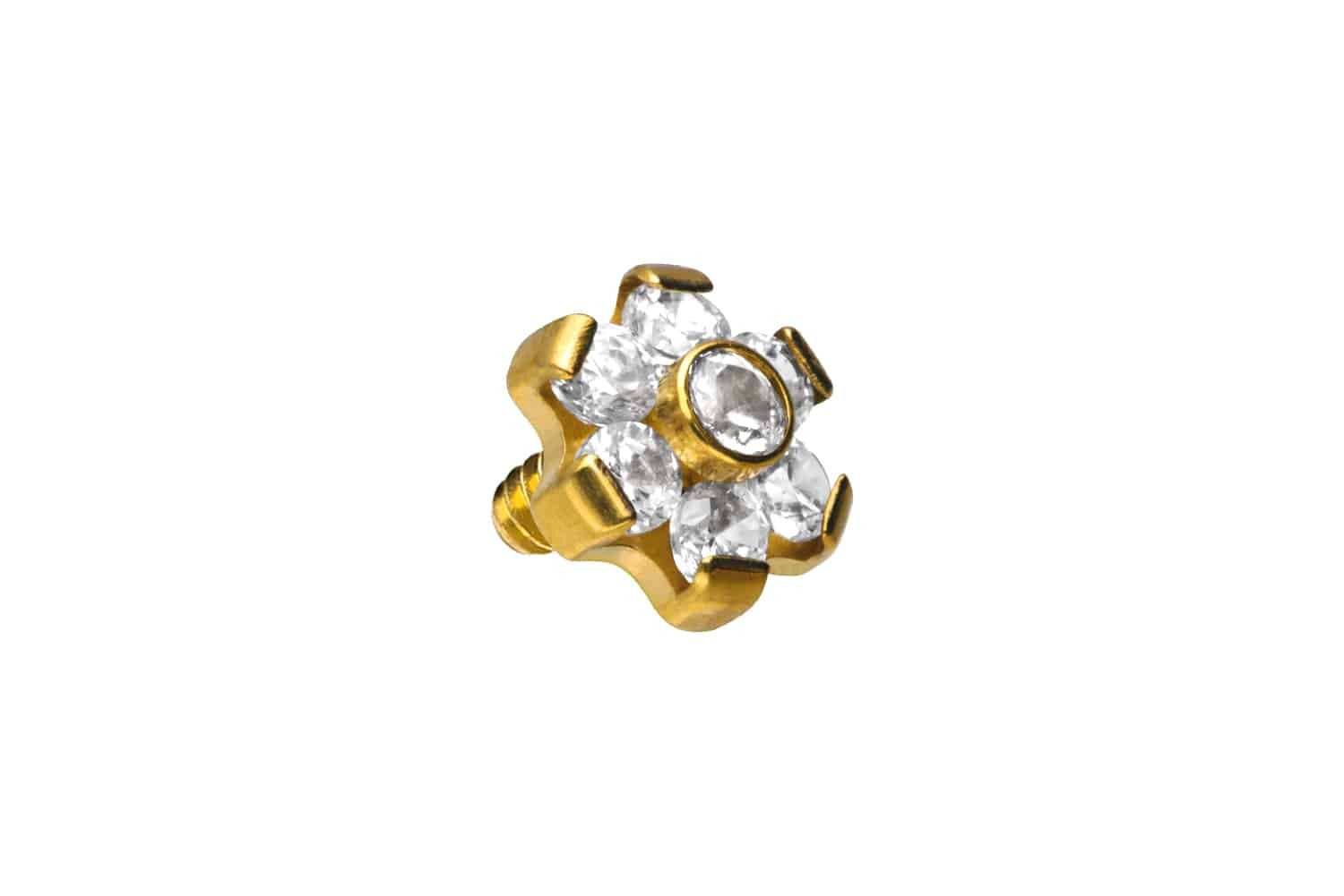 PIERCINGLINE Piercing-Set Titan Dermal Anchor Aufsatz BLUME MIT 7 KRISTALLEN (Schraub-Aufsätze, 1-tlg)