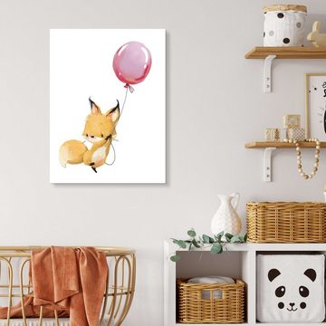 Posterlounge Acrylglasbild Kidz Collection, Fuchs mit Luftballon, Babyzimmer Malerei