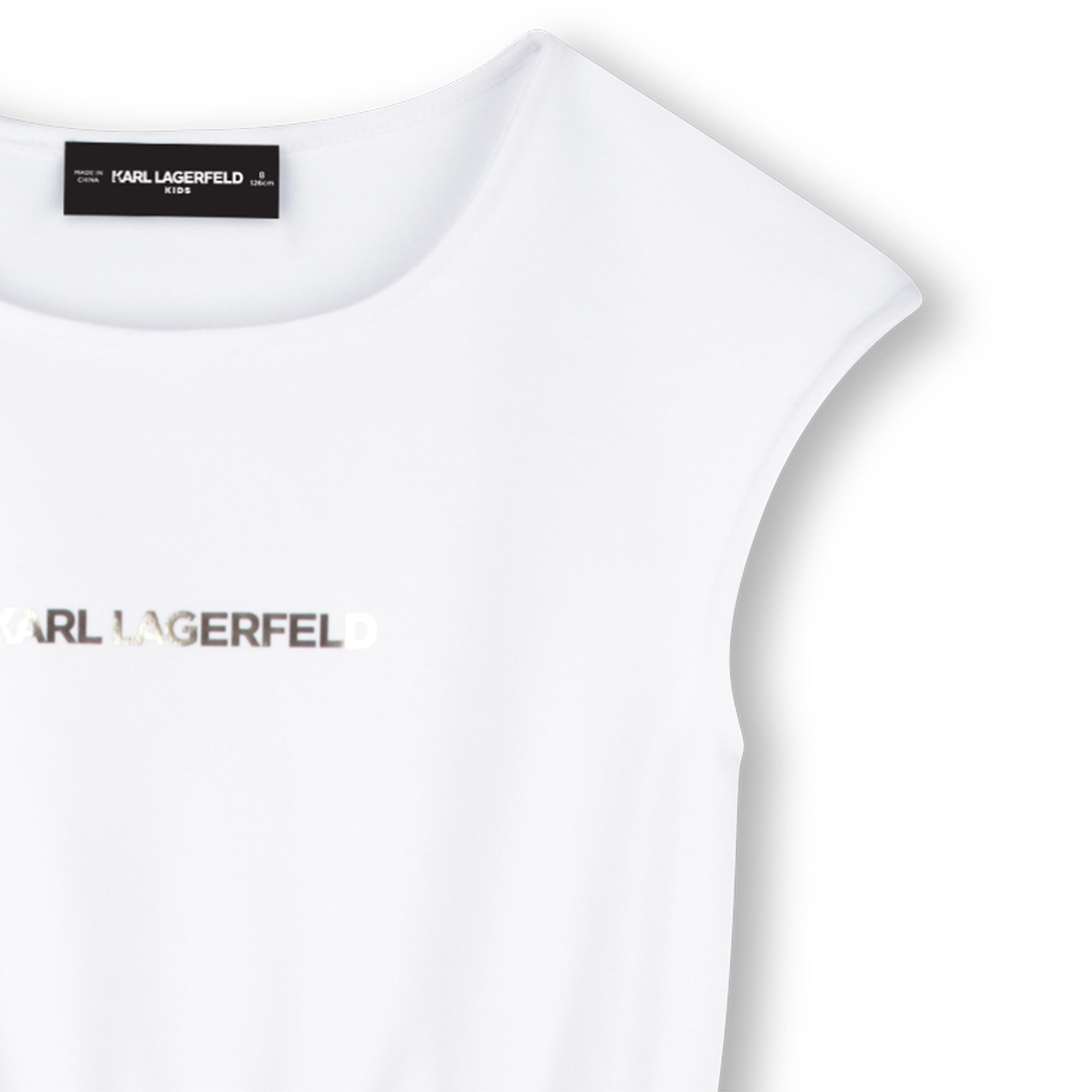 KARL LAGERFELD Cocktailkleid KARL LAGERFELD Kids ärmelloses Festkleid in weiß mit goldenen Details