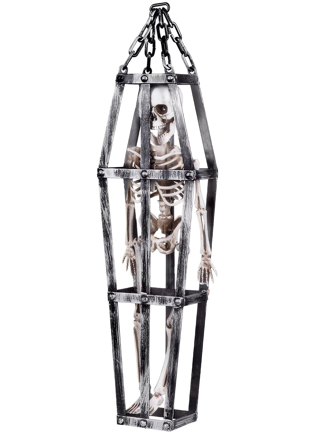 Boland Dekofigur Skelett im Käfig - Halloween Deko Outdoor Indoor, Schaurige Halloweendeko für Deine Horrorparty