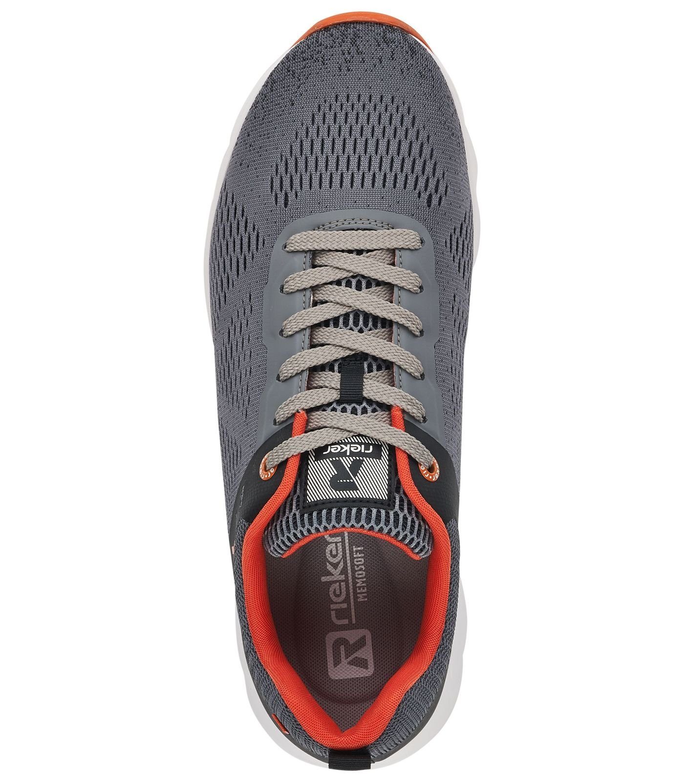 Rieker Sneaker Grau Textil Sneaker Orange