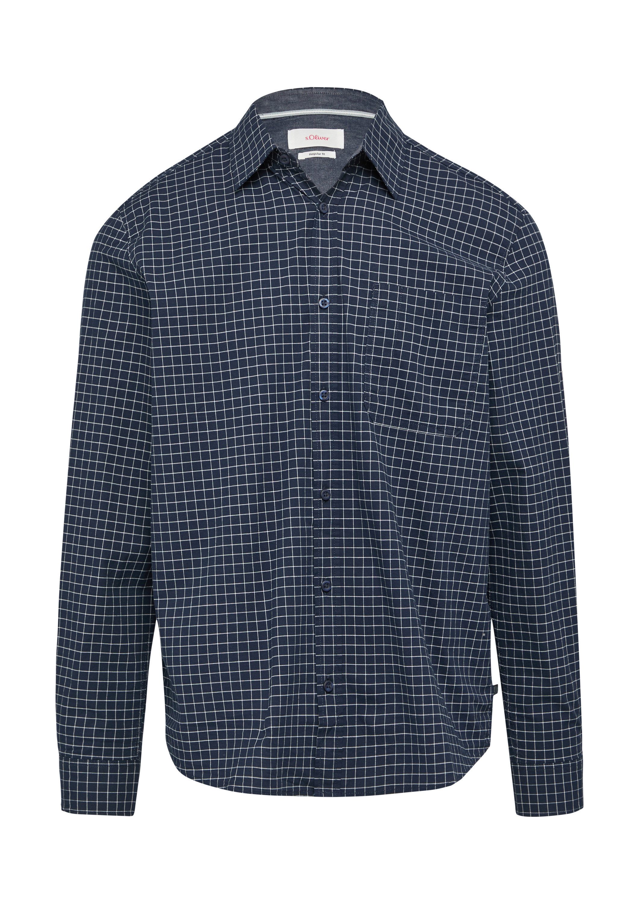 s.Oliver Langarmhemd Hemd Regular Fit: Kariertes Hemd aus Baumwollstretch m günstig online kaufen