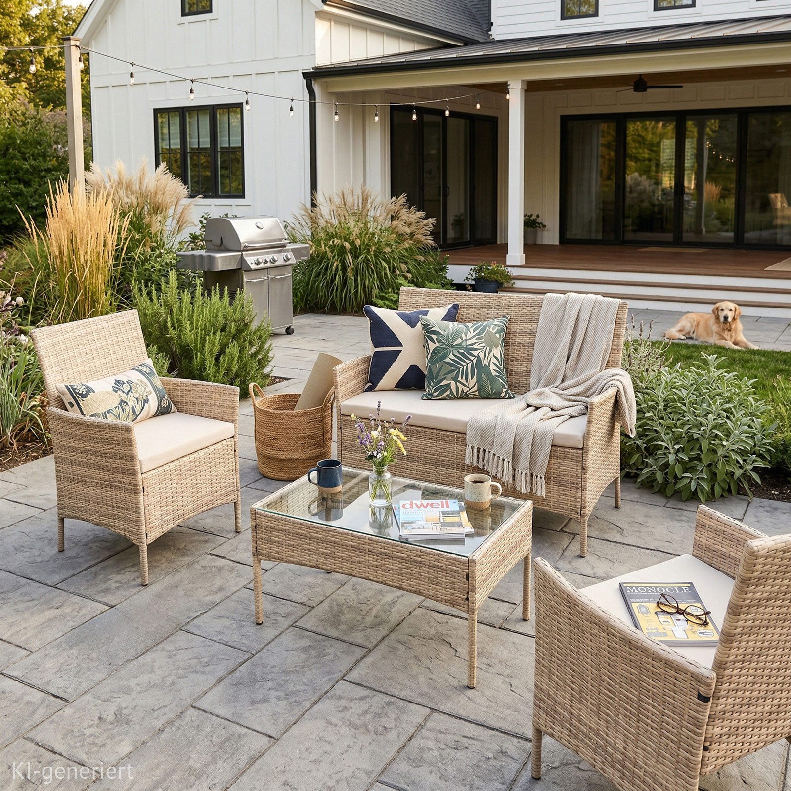 SVITA Sitzgruppe BROOKLYN, (Set, 4-tlg., Gartenlounge), Gartenmöbel Set, Sitzgruppe, Polyrattan