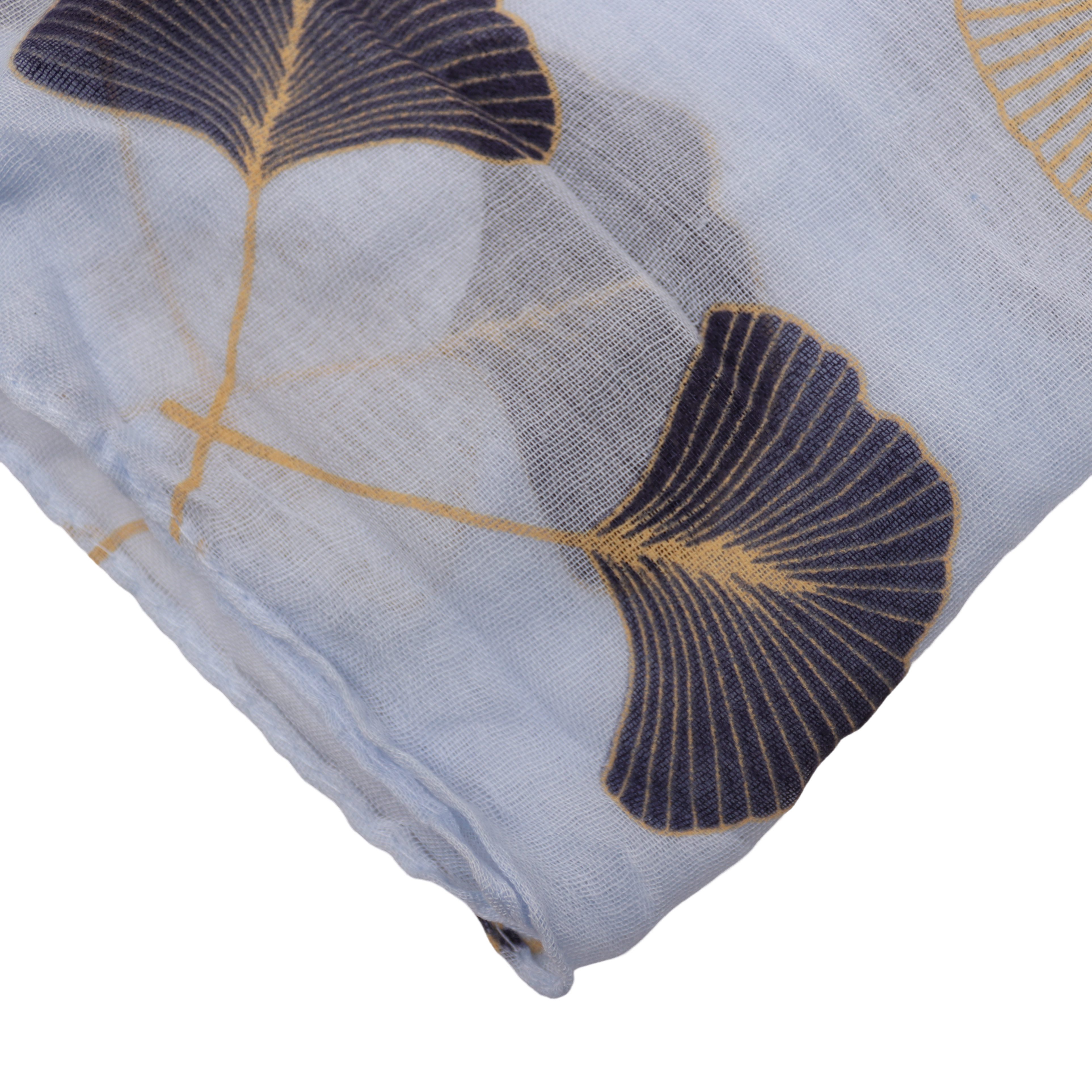 MIRROSI Loop Damen Schal mit Ginkgo-Muster Weich aus 100% Baumwolle Schlauchschal, (ca.160x45cm zweimal um den Hals wickelbar) – Bild 4 von 4