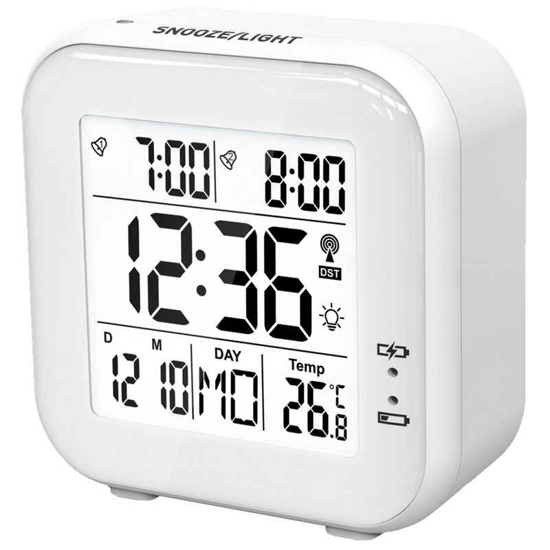 Miraval Радио-будильник часы Premium Design-Funkwecker mit Akku Nachtlicht Datumsanzeige USB-Ladekabel 2 Alarme Snooze Дорожный будильник Digital