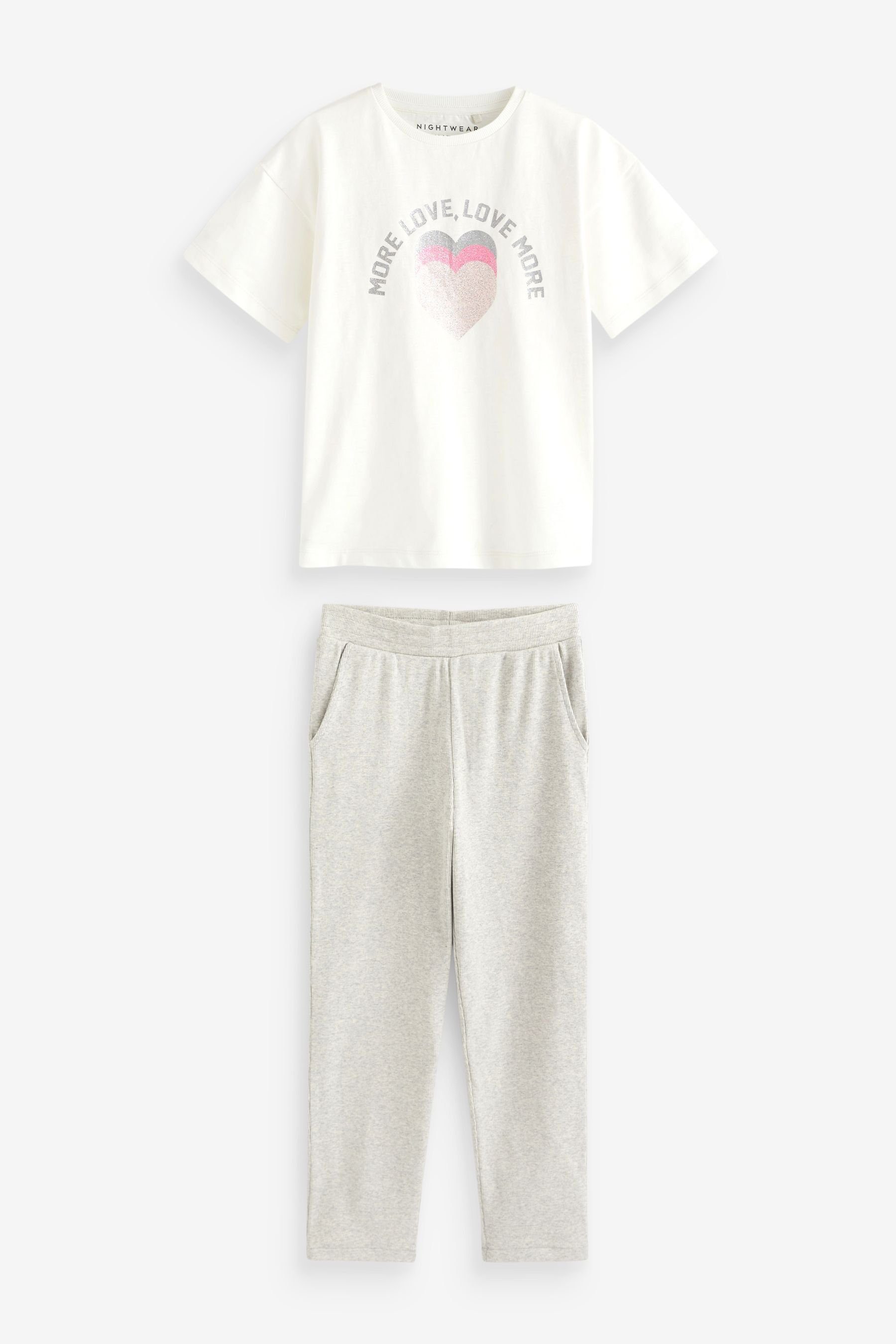 Next Pyjama 3er-Pack Schlafanzug mit Slogan und Jogginghose (6 tlg) – Bild 3 von 5