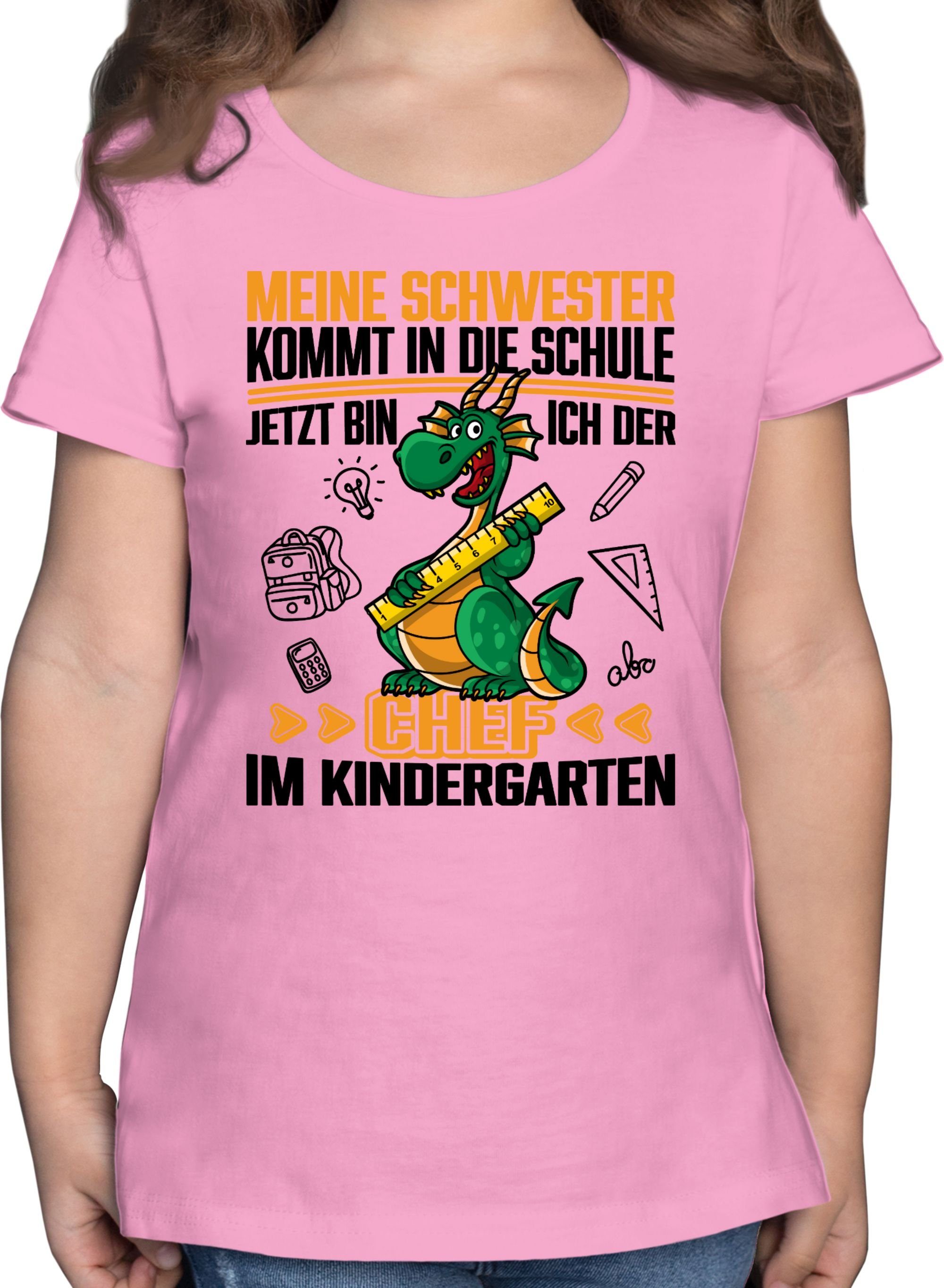 Shirtracer T-Shirt ich Rosa kommt in bin Jetzt im 3 Meine Chef Schwester Schule! Kinderg die Kindergarten Hallo der