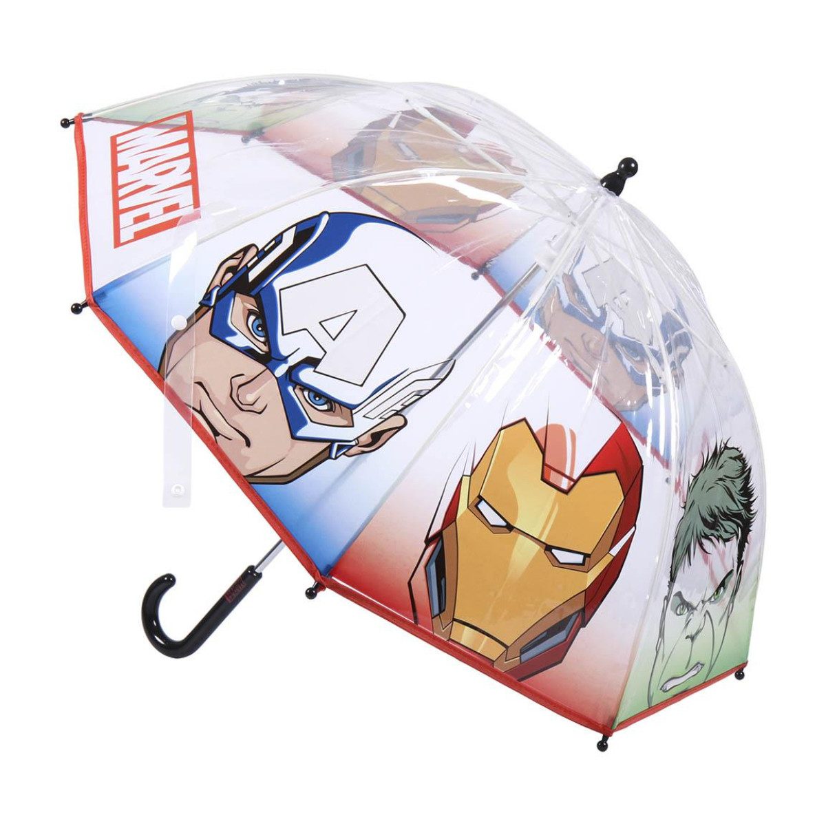 Cerda Angelschirm Avengers Regenschirm ⌀ 71 cm Leichter Kuppel-Schirm für Regenwetter, Komplett durchsichtig