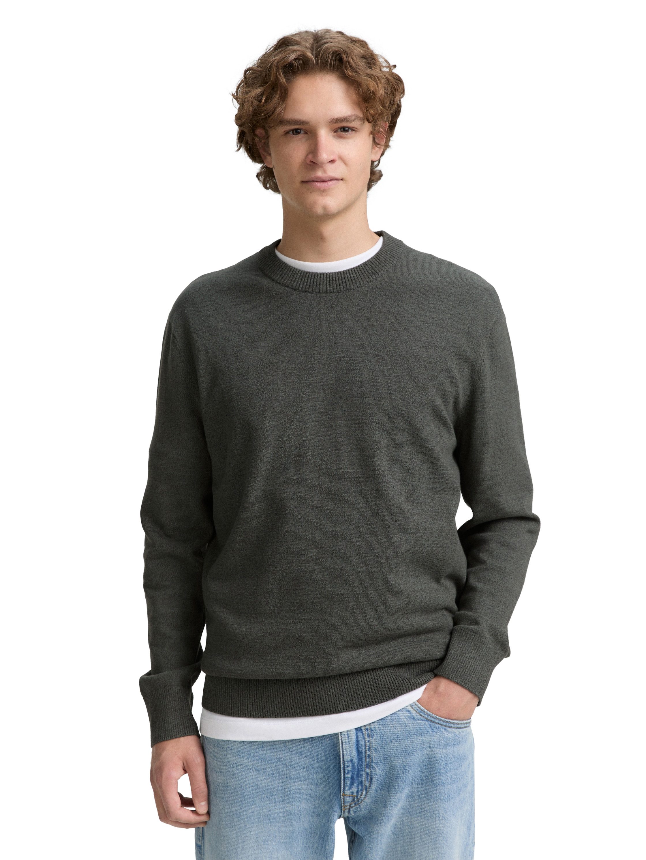 TOM TAILOR Denim Strickpullover in melierter günstig online kaufen