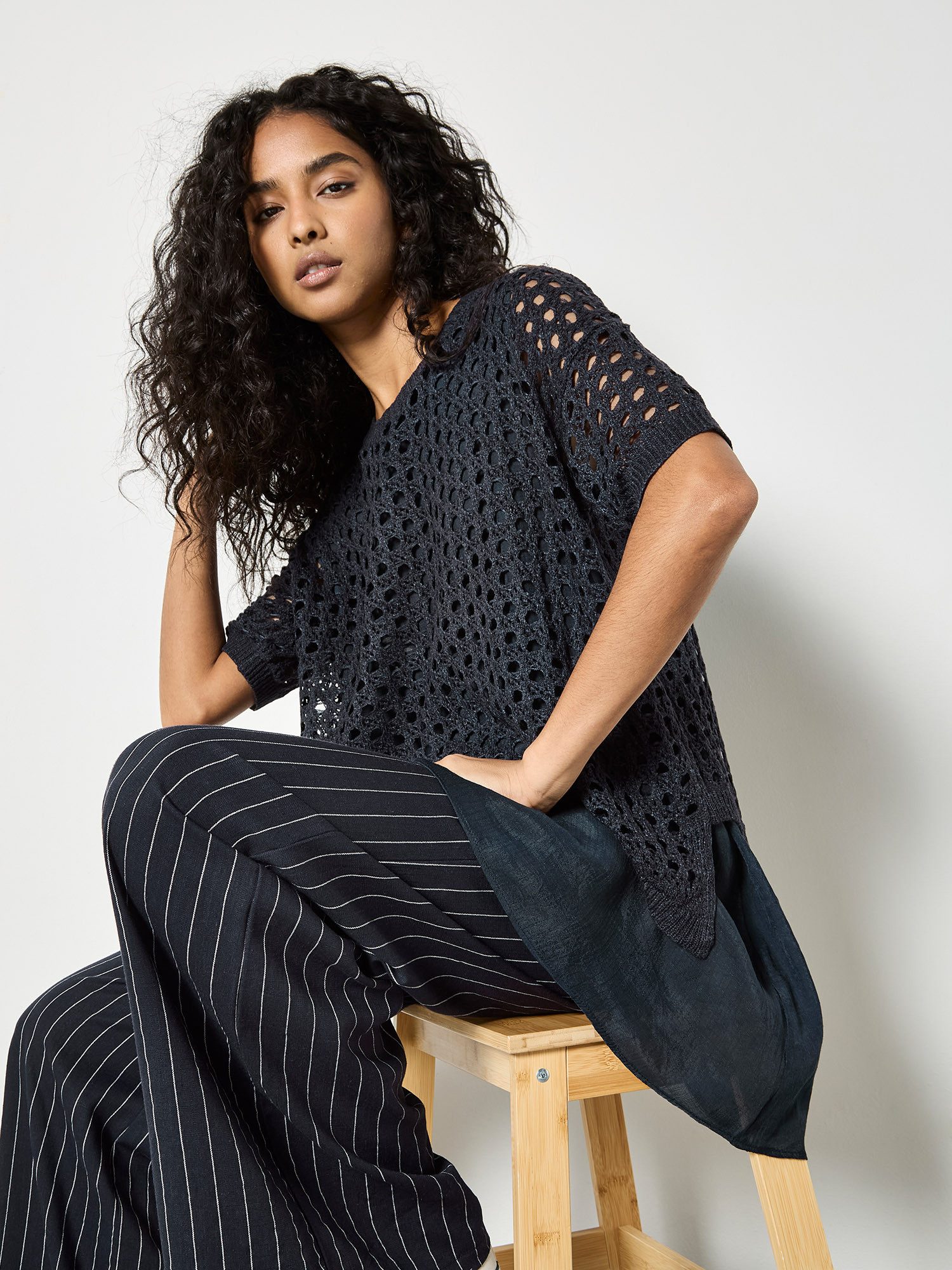 Apricot Blusentop Shimmer Mesh Layered Tunic Top Strukturiertes Finish günstig online kaufen