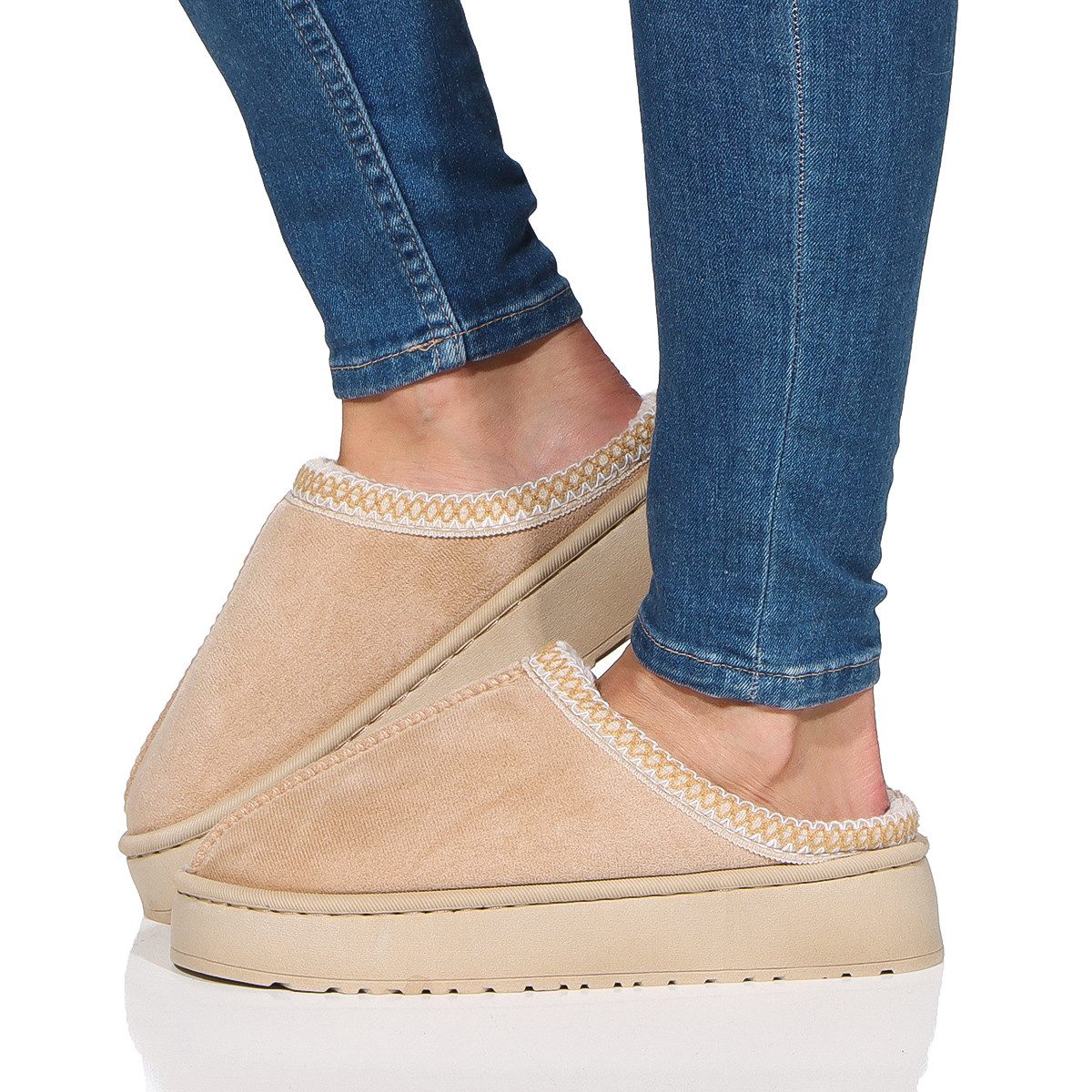 simaranda Damen Hausschuhe 860 42-43 Beige Hausschuh