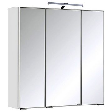 Lomadox Badmöbel-Set COMO-03, (Spar-Set, 4-St), Hochschrank 60 cm Waschtisch Spiegelschrank Midischrank weiß Hochglanz