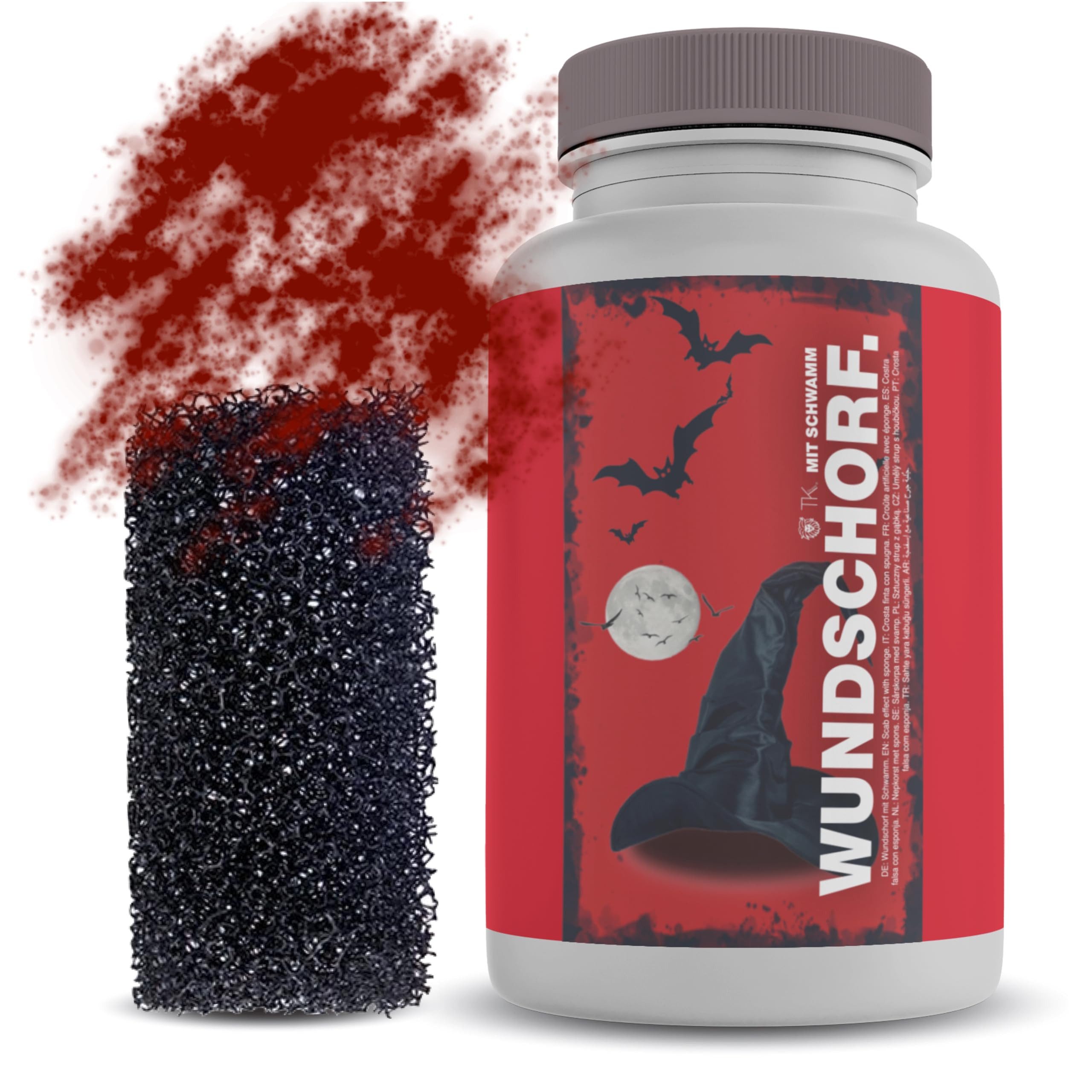 TK Gruppe Kostüm 15 ml Kunstblut mit Wundschorf Schwamm Krustenblut - Fake Blood