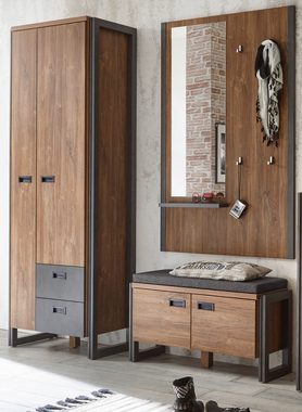 Furn.Design Garderobenschrank Auburn (Schuhschrank in Eiche Sterling mit Matera grau, 70 x 202 cm) Industrial Design