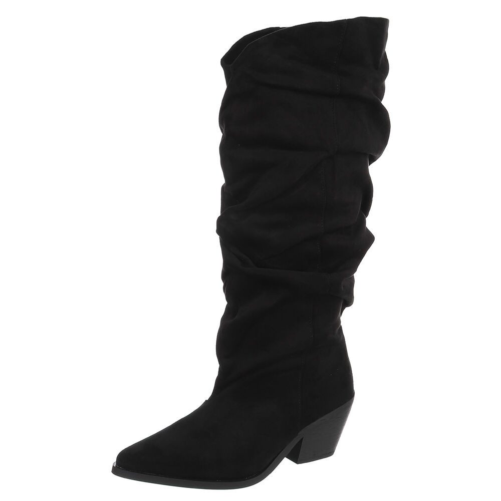 Damen Western-Stiefel kniehoch mit Blockabsatz Westernstiefel