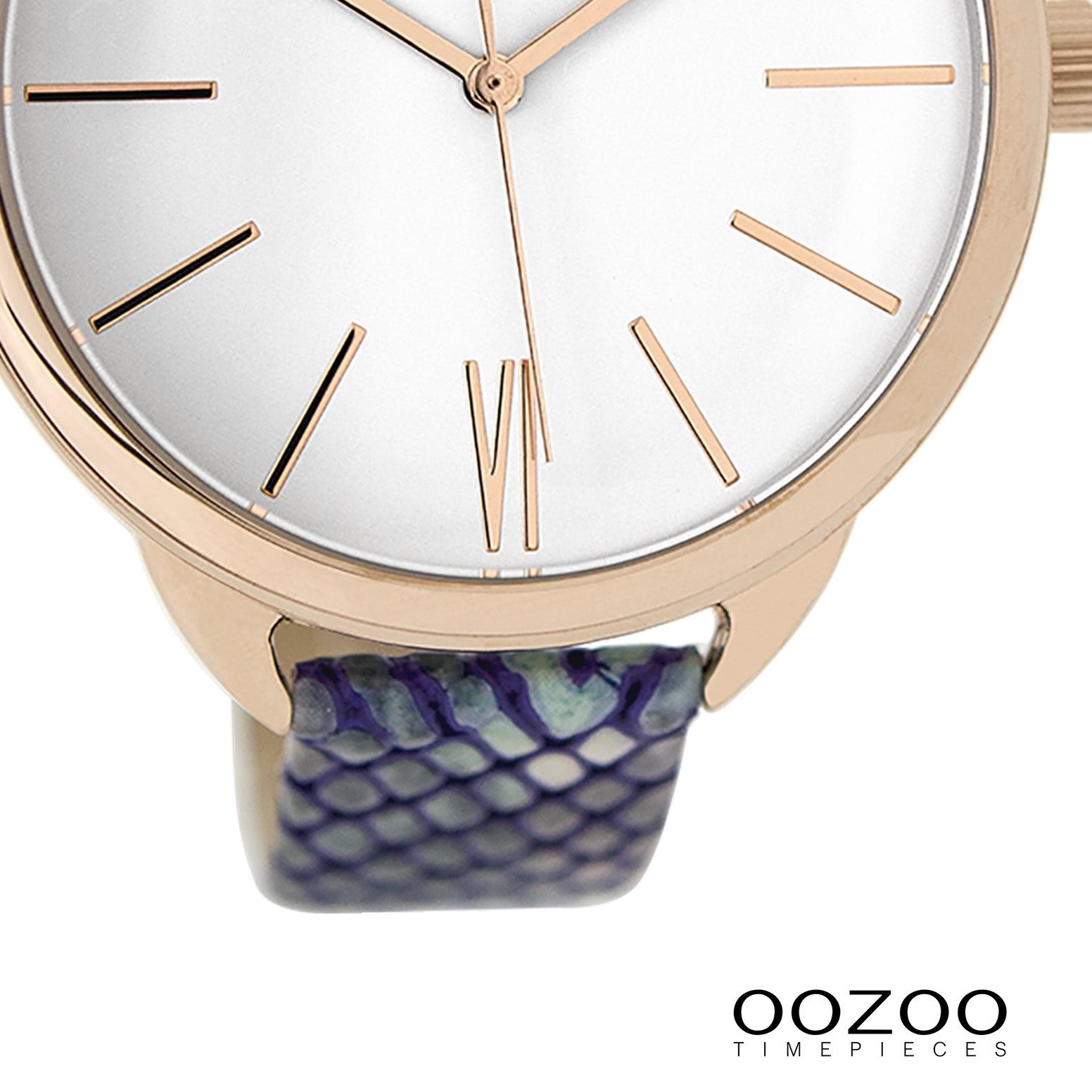 OOZOO Quarzuhr Oozoo Damen Armbanduhr Timepieces Analog, (Analoguhr), Damenuhr rund, groß (ca. 45mm) Lederarmband, Luxus-Style