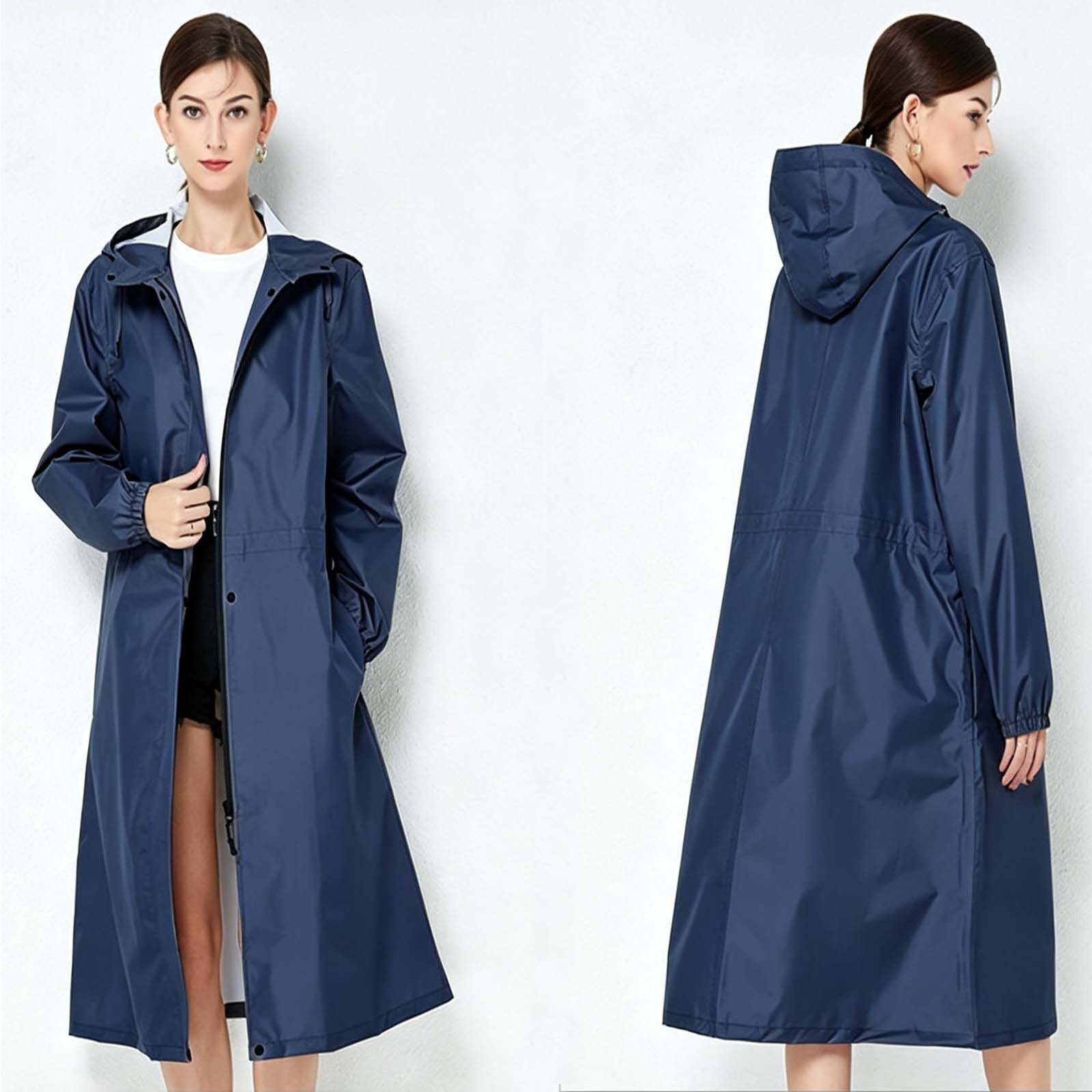 MOPUEA Regenjacke Lange Regenjacke Wasserdicht Winddicht Leicht Faltbar Outdoor Jacke (Regenjacke für Alltag, Reisen und wechselhaftes Wetter, Leicht faltbar, spart Platz im Rucksack oder Koffer) Wasserdicht, winddicht, leicht und pflegeleicht
