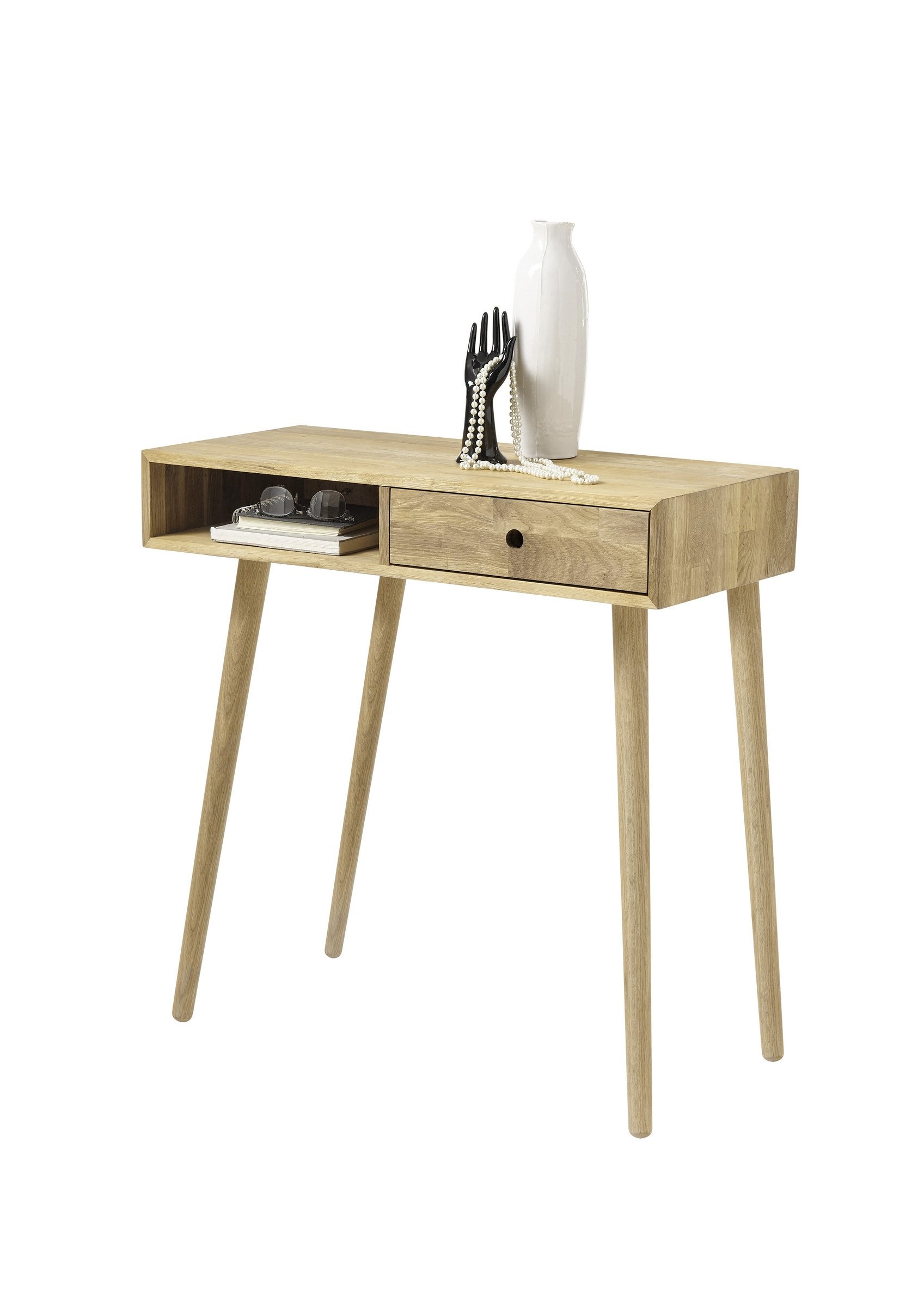 möbelando Garderoben-Set Anacortes, (4-teilig) Konsele, Hocker, 2 Spiegel, in Eiche - 100x190x35 (BxHxT)