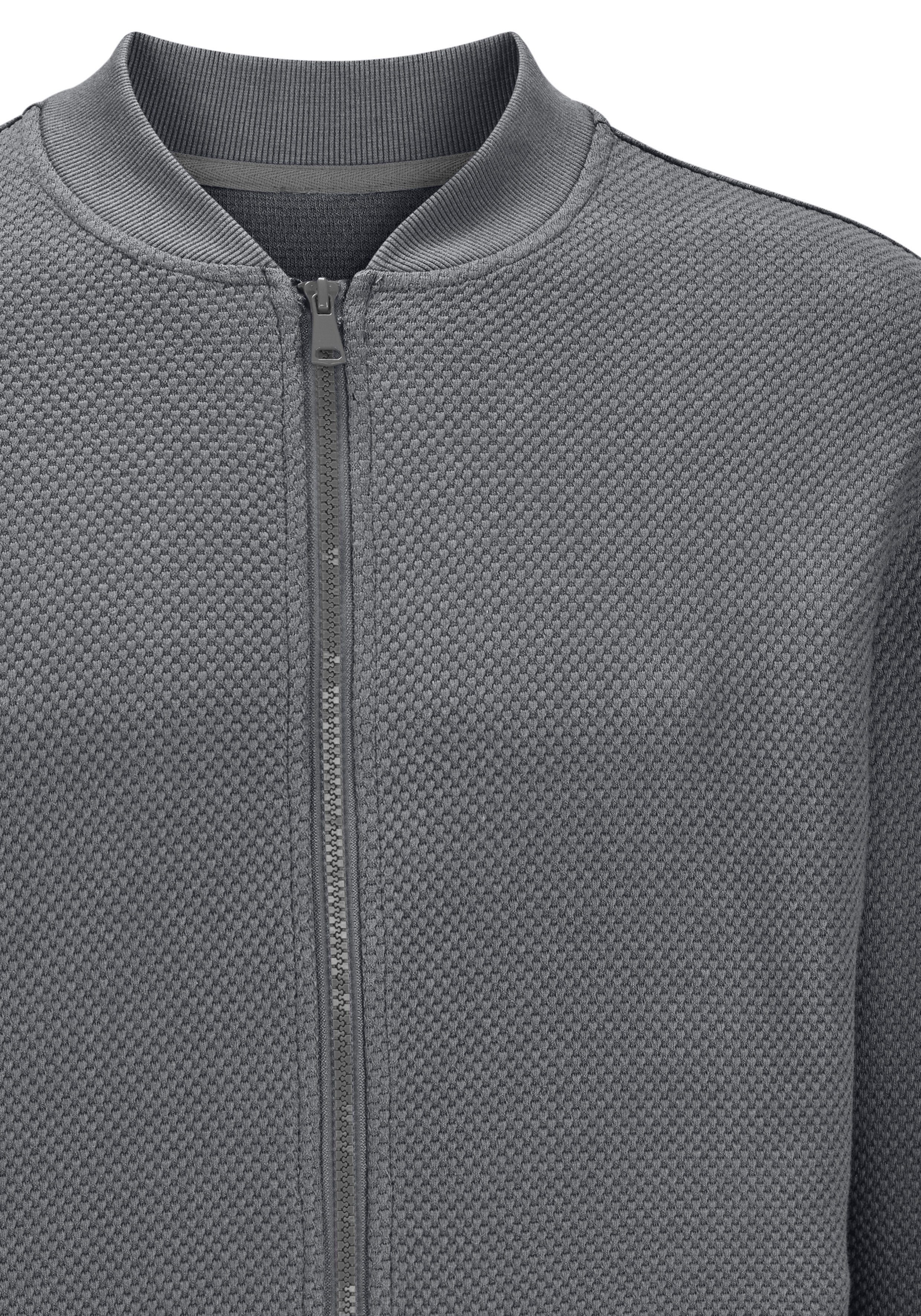 John Devin Sweatjacke aus Struktur-Qualität, relaxed fit in Struktur-Qualität, mit Reißverschluss – Bild 4 von 5