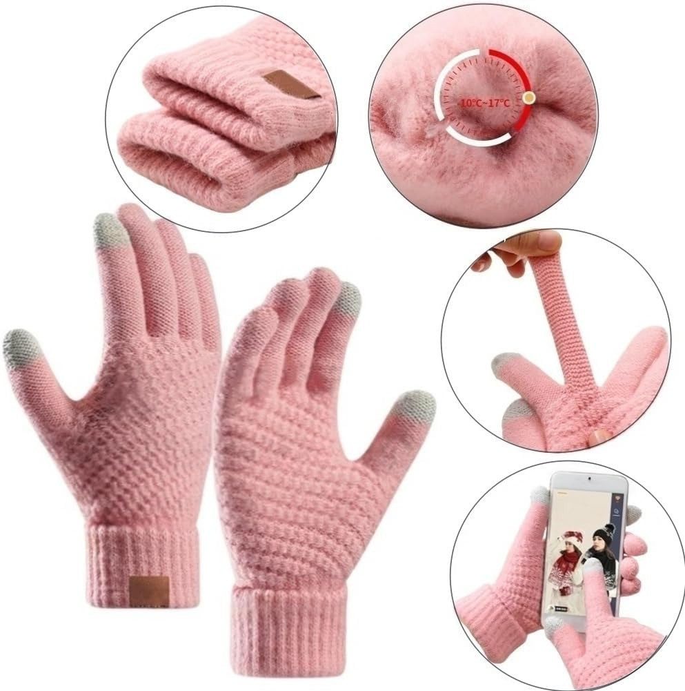 Coonoor Mütze & Schal Strickmützen-Schal-Handschuhe-Socken 4-teiliges Set Winterliches Wärmeset