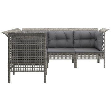 vidaXL Garten-Essgruppe 5-tlg Garten-Lounge-Set mit Kissen Grau Polyrattan