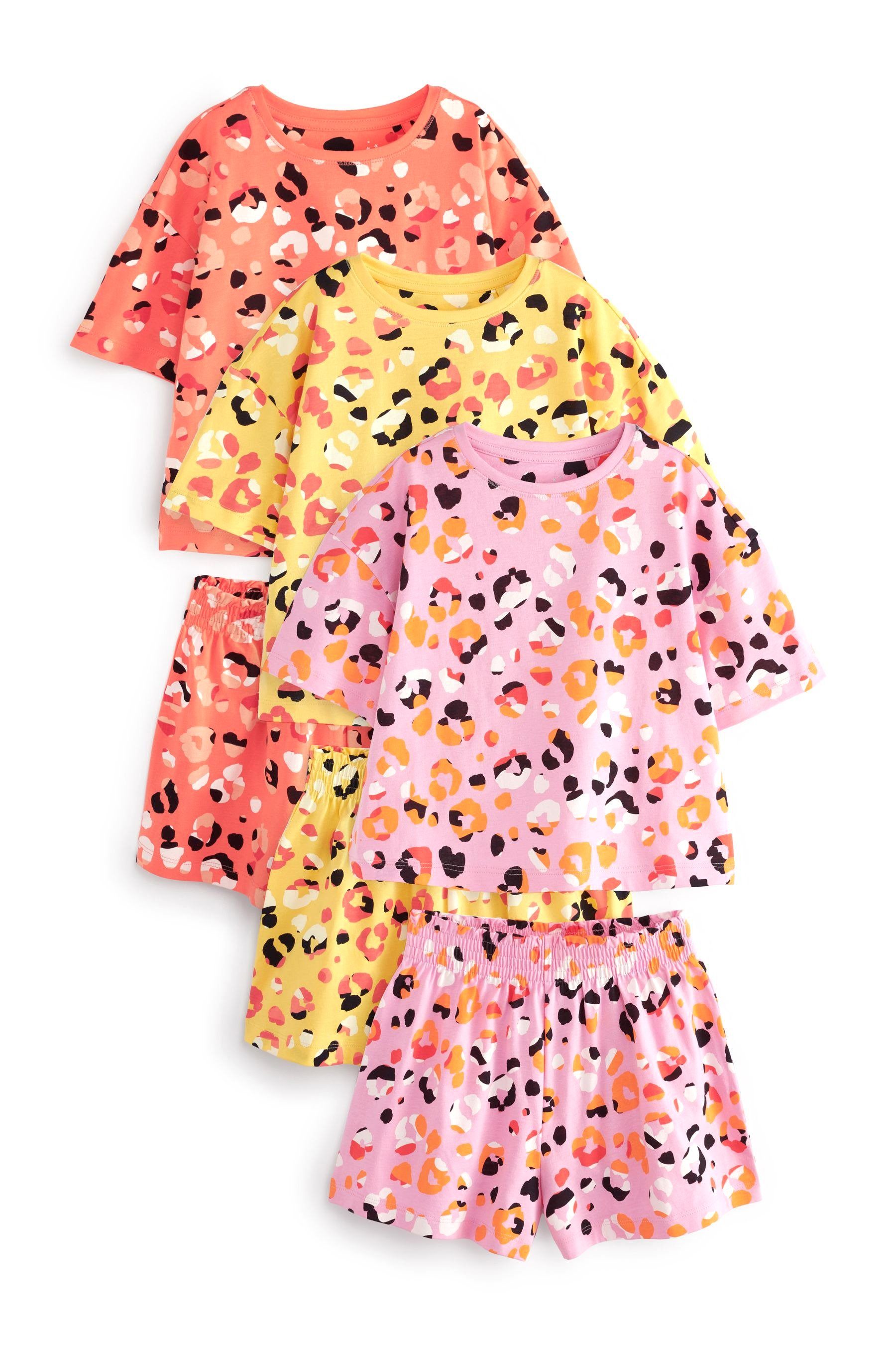 Next Pyjama Kurzer Schlafanzug im 3er-Pack (6 tlg) Multi Animal Print