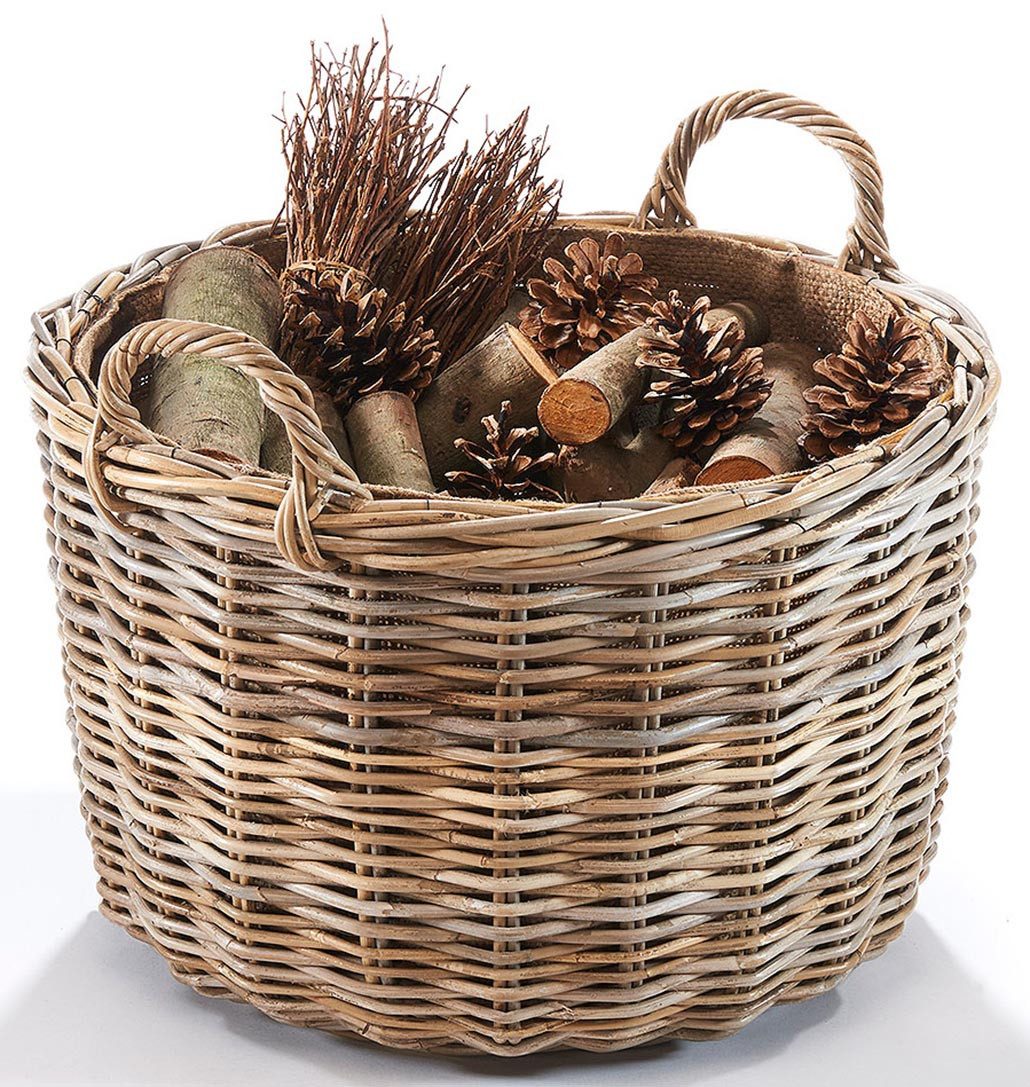 Kobolo Kaminholzkorb Holzkorb rund aus grauem günstig online kaufen