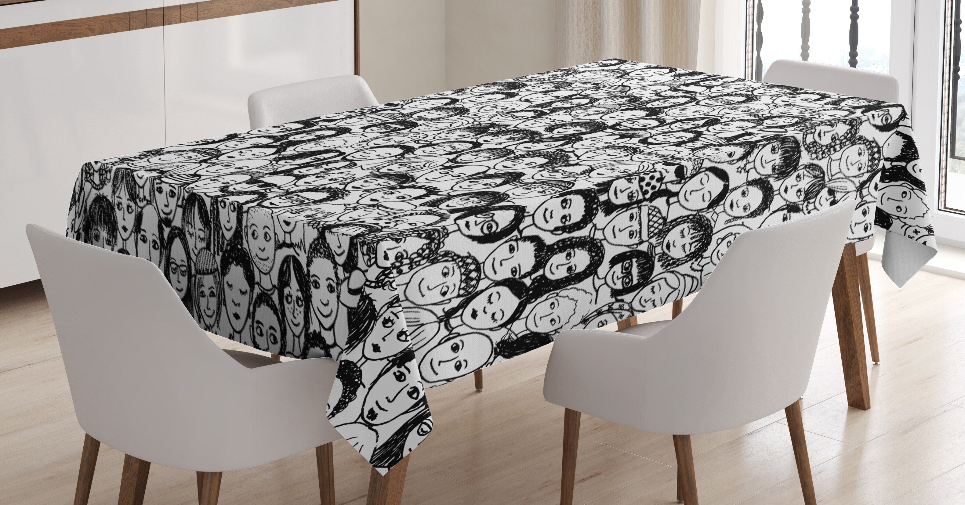Abakuhaus Tischdecke Farbfest Waschbar Für den Außen Bereich geeignet Klare Farben, Schwarz und weiß Porträt | Tischdecken