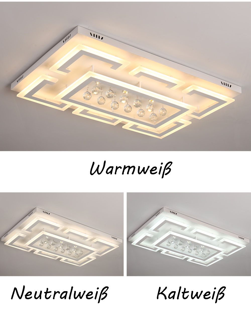 Eurohandisplay LED Deckenleuchte LED Pendelleuchte Kristall Fernbedienung Deckenleuchte Deckenlampen, LED fest integriert, Warmweiß bis Kaltweiß, Modern Kristall