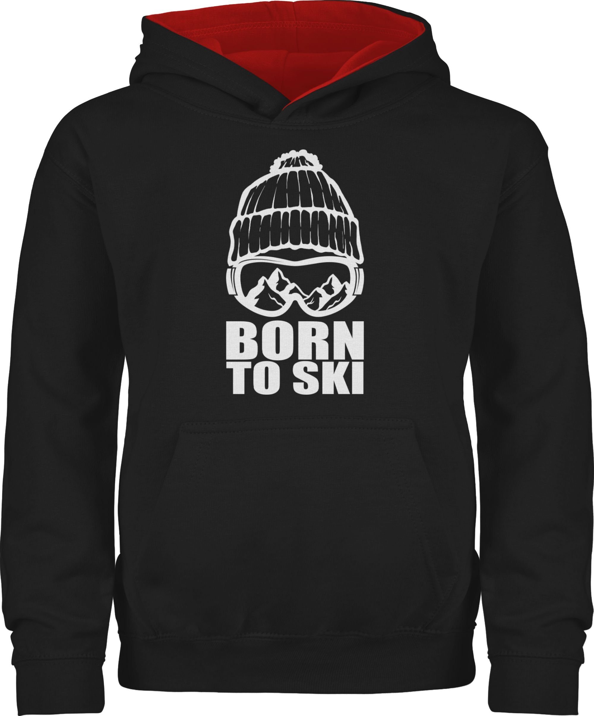 Shirtracer Hoodie Born to Ski Kinder Sport Kleidung 2 Schwarz/Rot