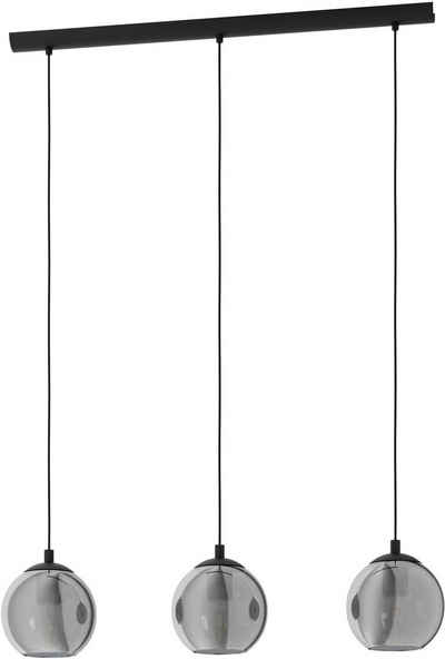 EGLO Pendelleuchte ARISCANI, Dimmfunktion, ohne Leuchtmittel, Pendelleuchte Esstisch, Hängeleuchte, Rauchglas schwarz, E27, 76,5 cm