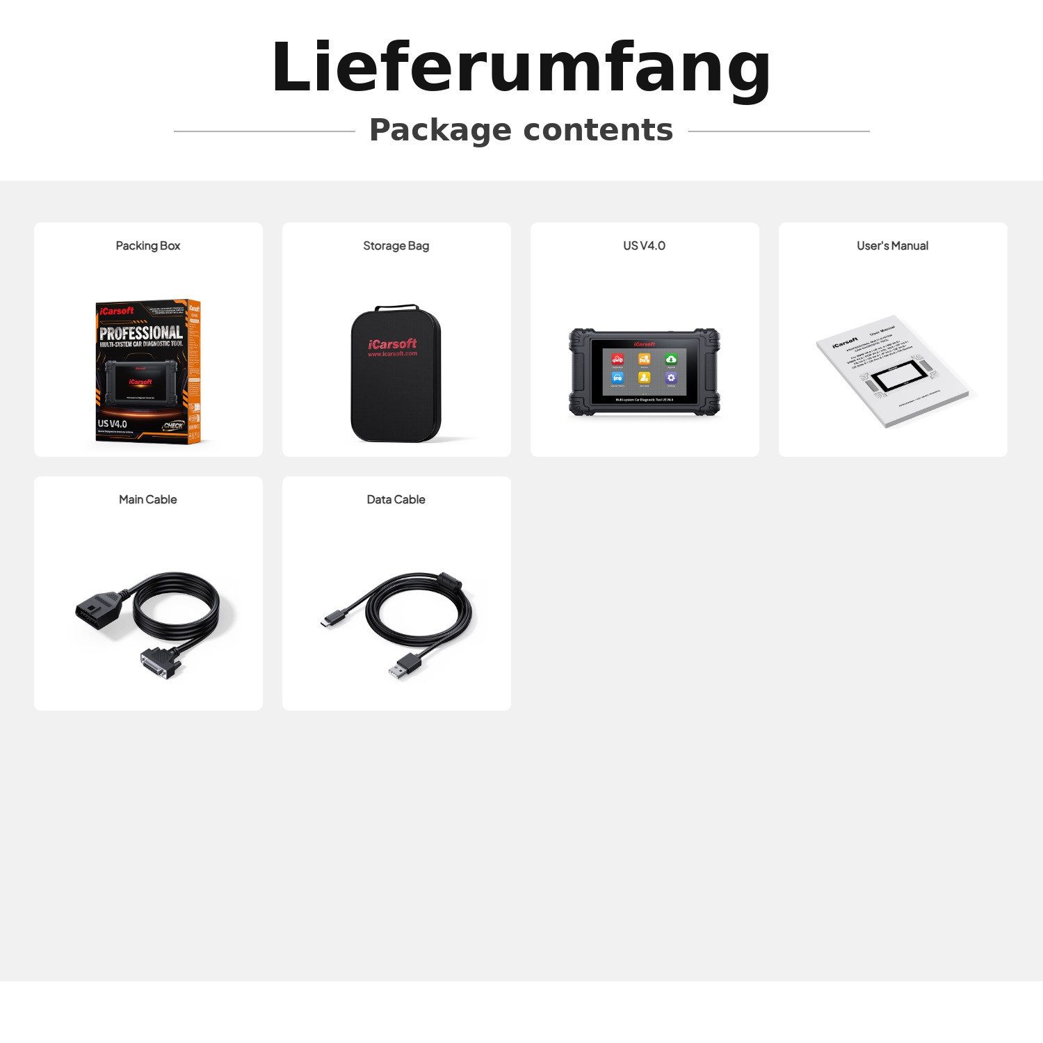 iCarsoft OBD2-Diagnosegerät US V4 OBD Scanner für Ford GM Chrysler & US-Modelle CAN-FD