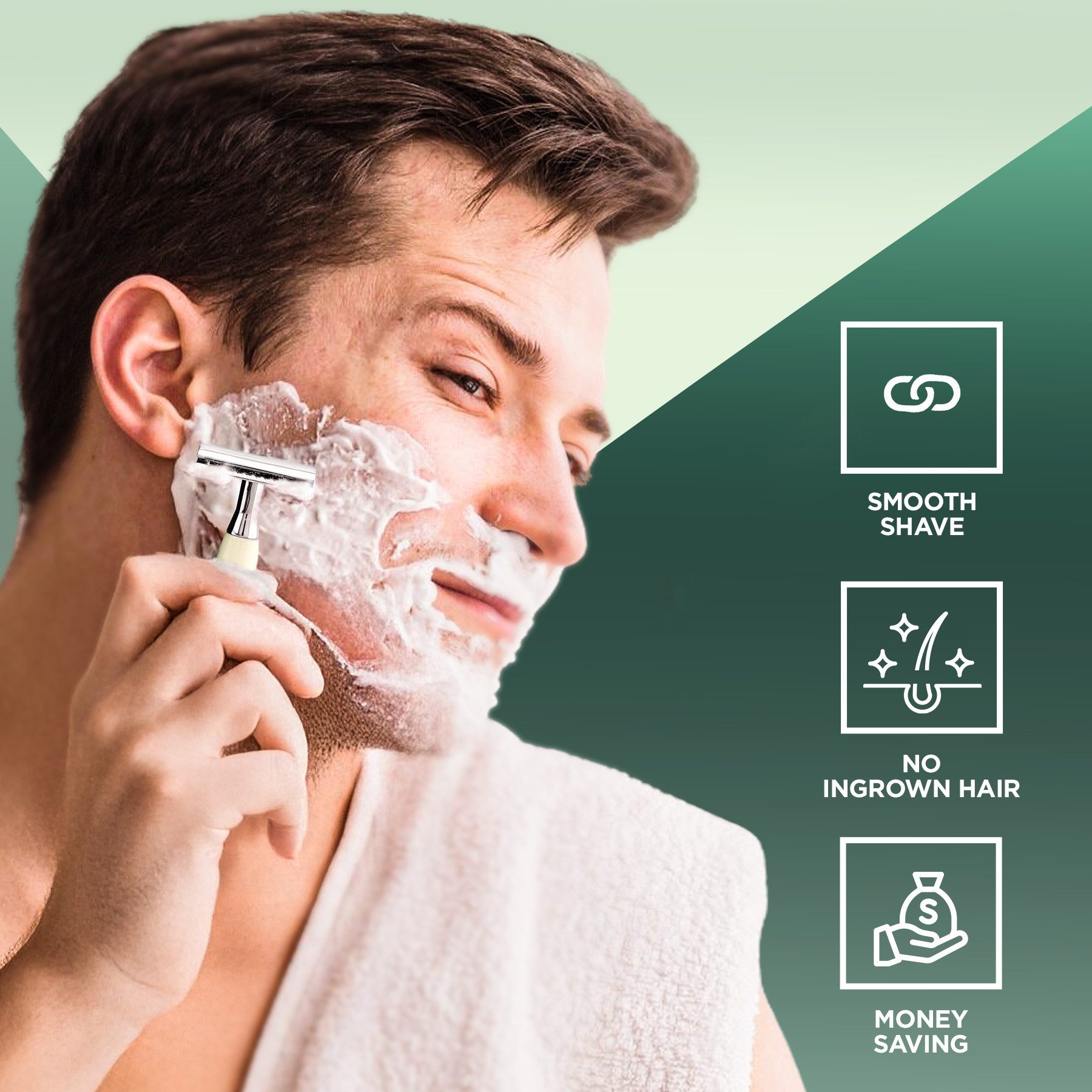 Haryali London Nassrasierer Rasierhobel mit Doppelklinge für Unisex, Metallgriff, Elfenbein, Pack, Rutschfester Nassrasierer aus hochwertigem Messingsilber, Abwaschbarer, rutschfester, glänzender Metallgriff, Rasurerlebnis