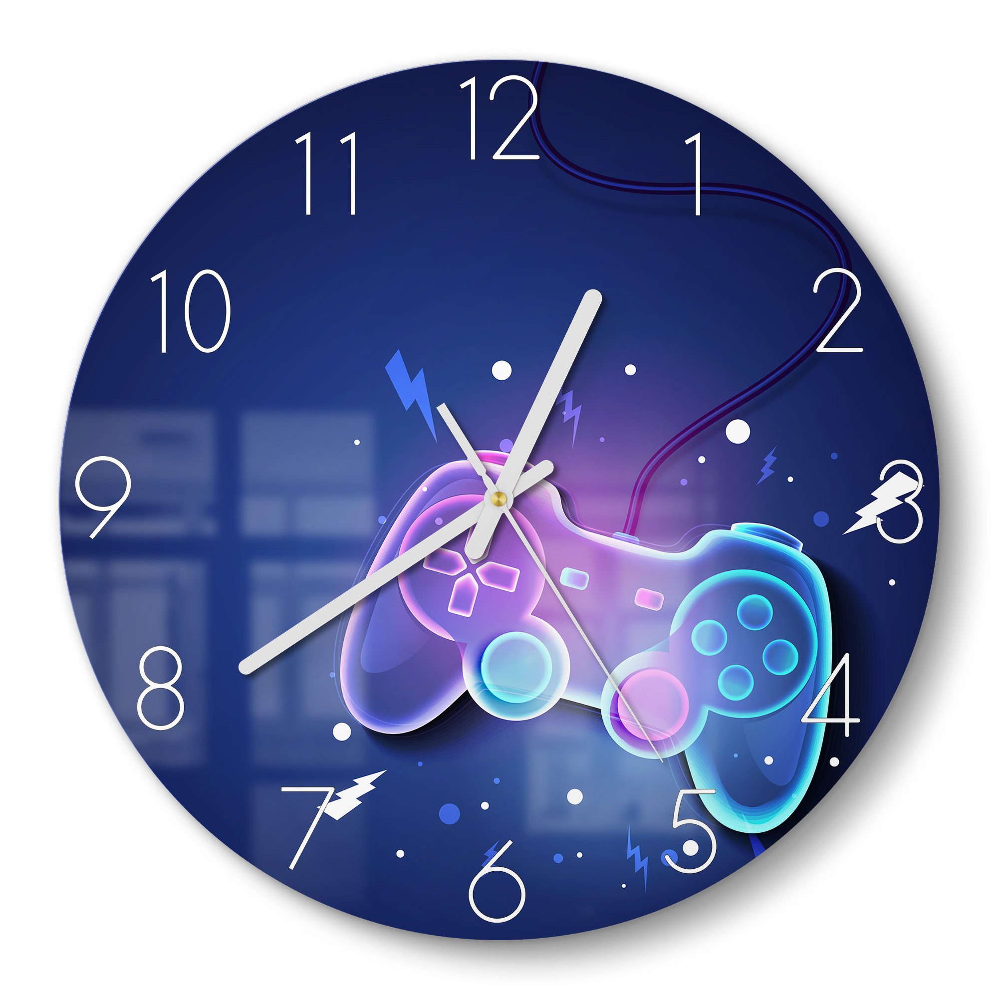 DEQORI Wanduhr 'Neon-Gaming-Dynamik' (Glas Glasuhr modern Wand Uhr Design K günstig online kaufen