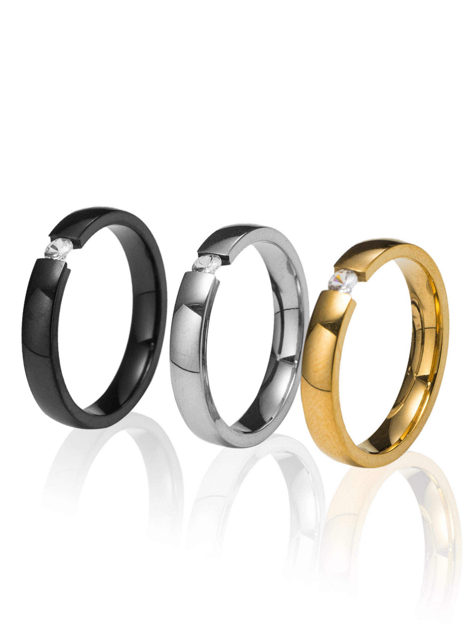 Aniston JEWELRY & WATCHES Ring-Set Multipack Schmuck Geschenk Edelstahl Damenringe Solitär, Made in Germany - mit Zirkonia (synth). € 27,99