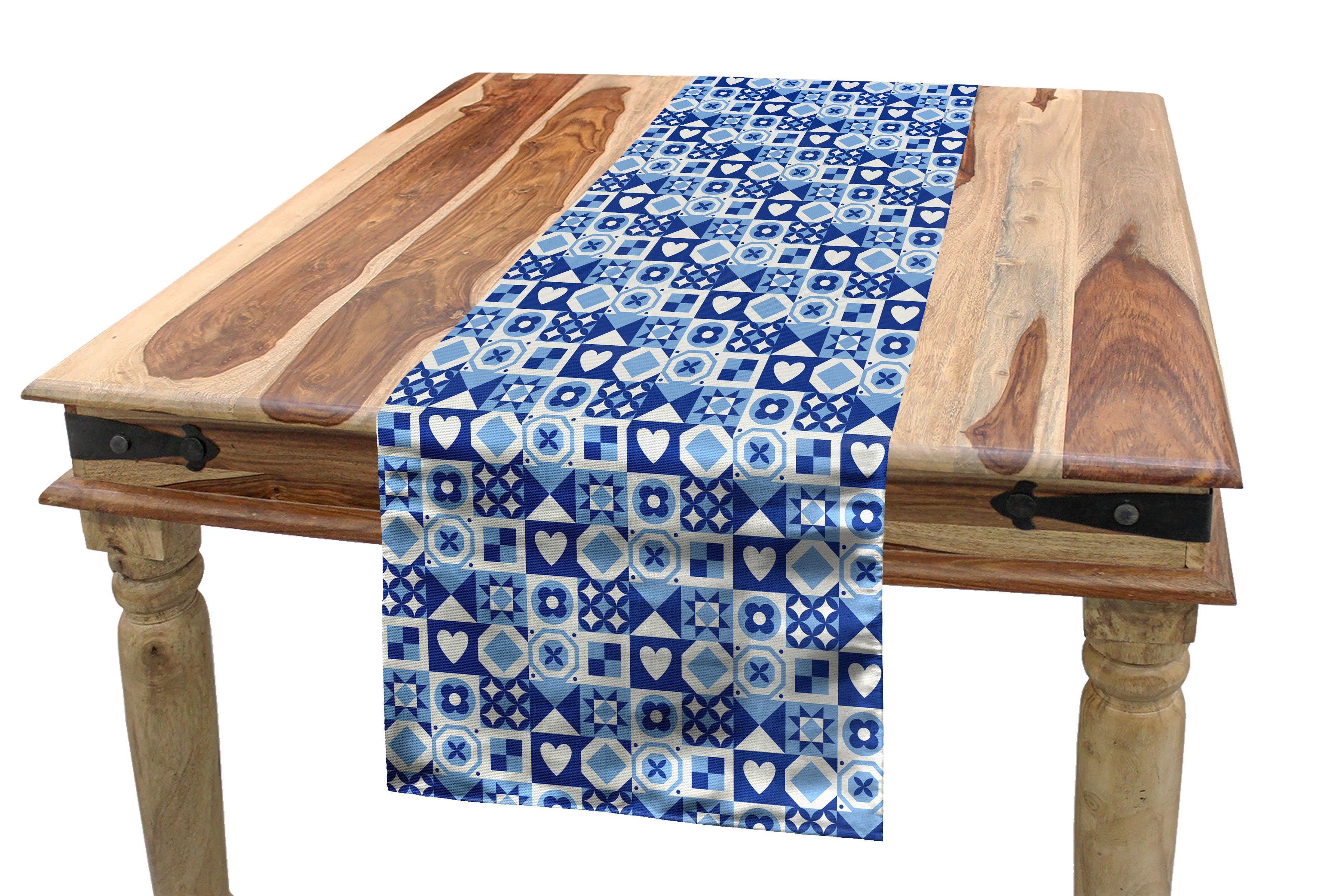 Abakuhaus Tischläufer Esszimmer Küche Rechteckiger Dekorativer Tischläufer, Navy blau Zusammenfassung Grid Squares