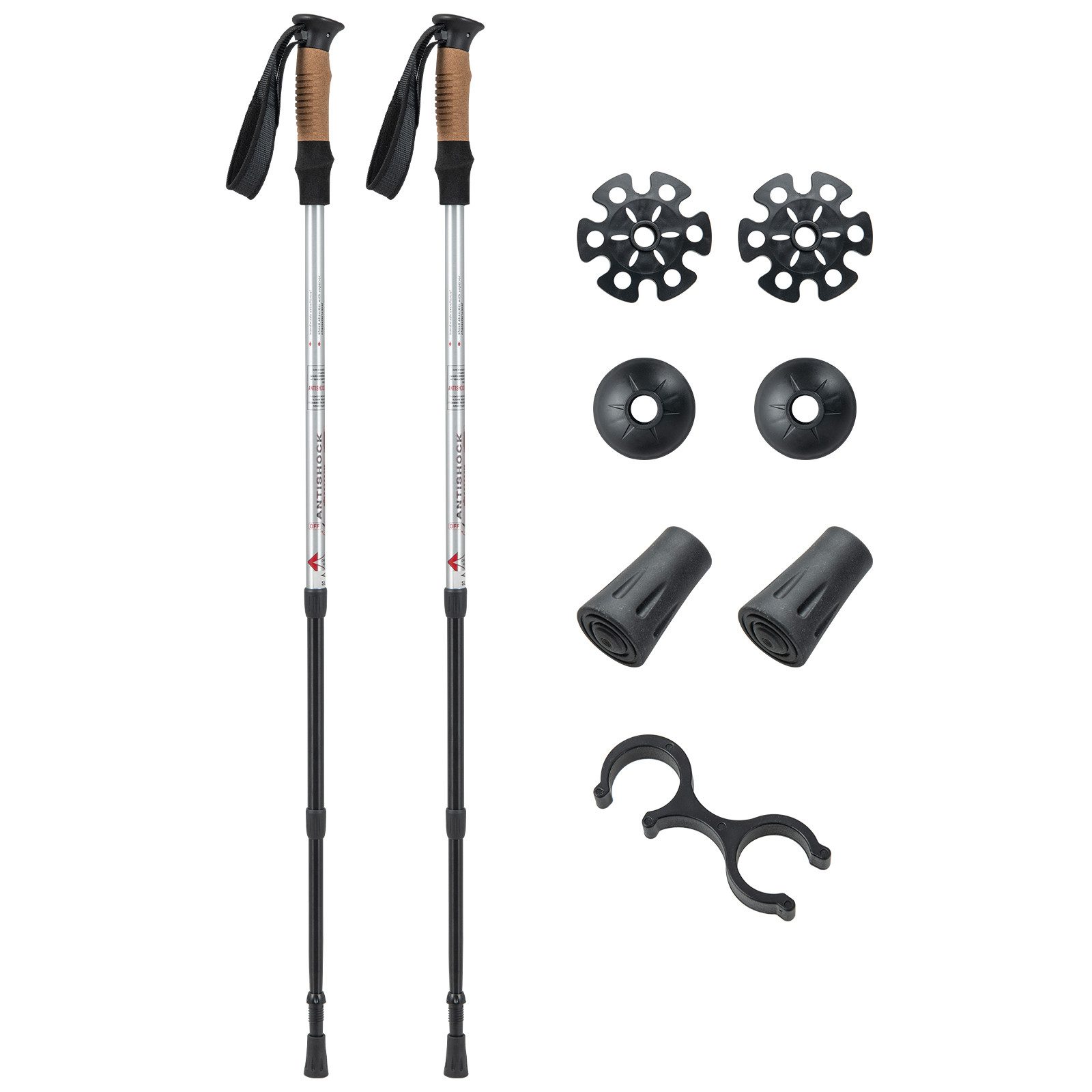 COSTWAY Nordic-Walking-Stöcke (2 St), 65-135cm verstellbar, Alu, Korkgriff, EVA