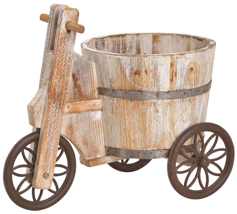 matches21 HOME & HOBBY Blumentopf Dreirad mit Fass Pflanzgefäß Holz 24 cm (1 St)