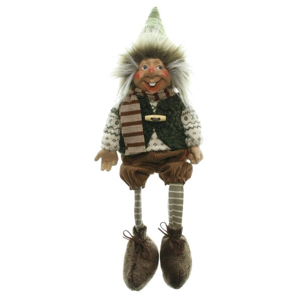 Home-trends24.de Kantenhocker Wichtel Kobold Gnom Zwerg Herbstdeko Figur Kunstfell Polyresin