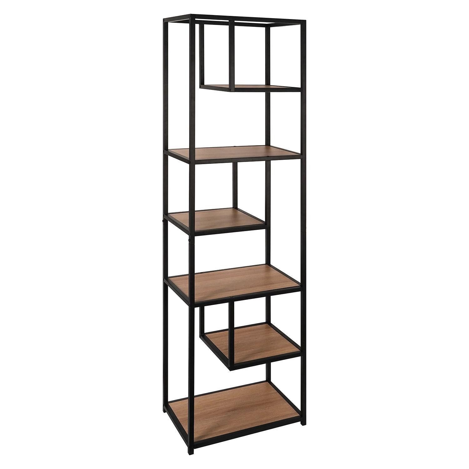 casa NOVA Regal RAMON, 6 Fächer, Eiche Dekor, Schwarz, Metall, B 50 x H 180 günstig online kaufen