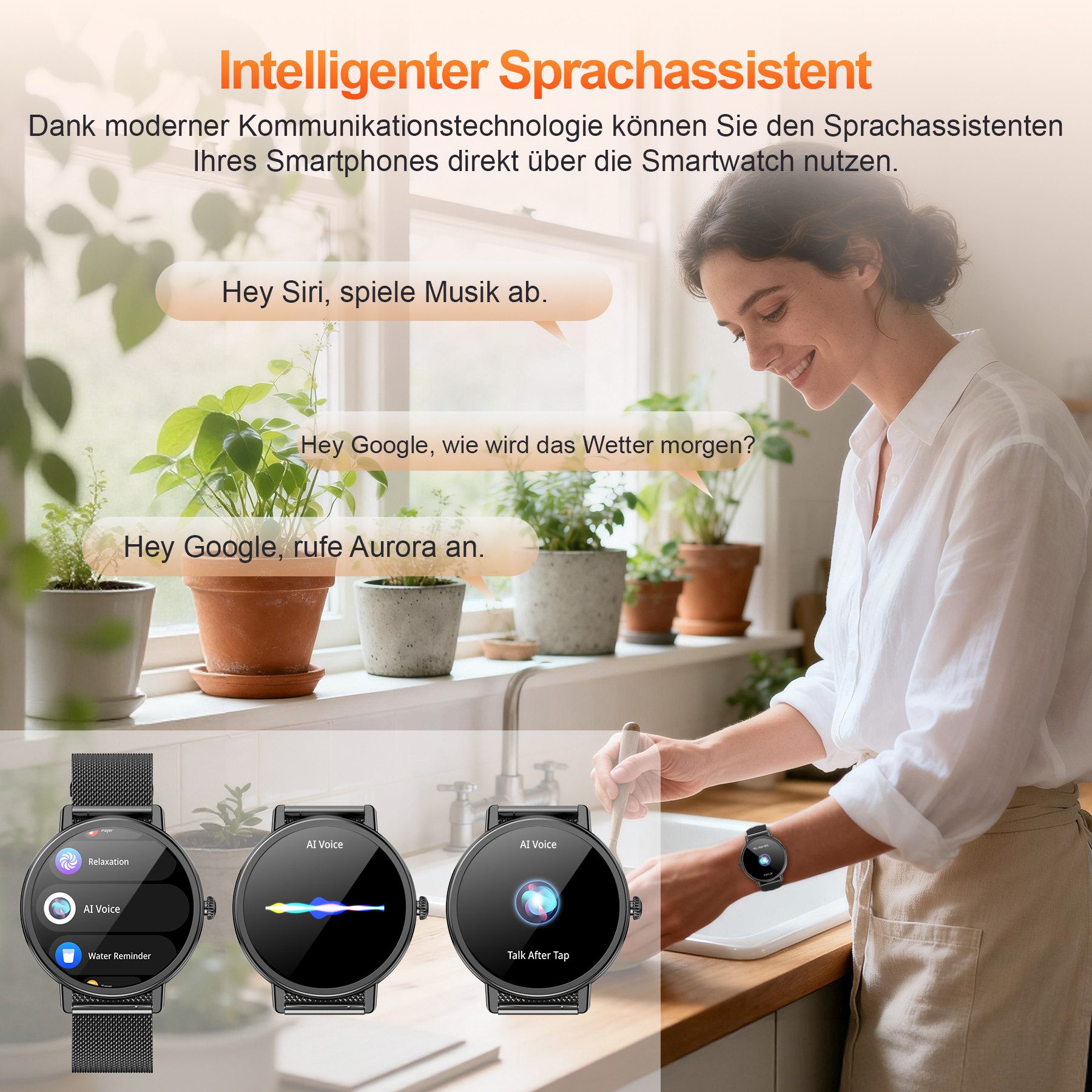 blackview Smartwatch X30 1,26″ für Damen mit Telefonfunktion undFitness-Tracking Smartwatch (4 cm/1.26 Zoll, iOS/Android) Set, mit Wechselband aus weichemSilikon und Ladekabel, 5 Tage Akkulaufzeit/2 Armbänder/HF&SpO₂& Blutdruck/100+ Sportmodi,IP68